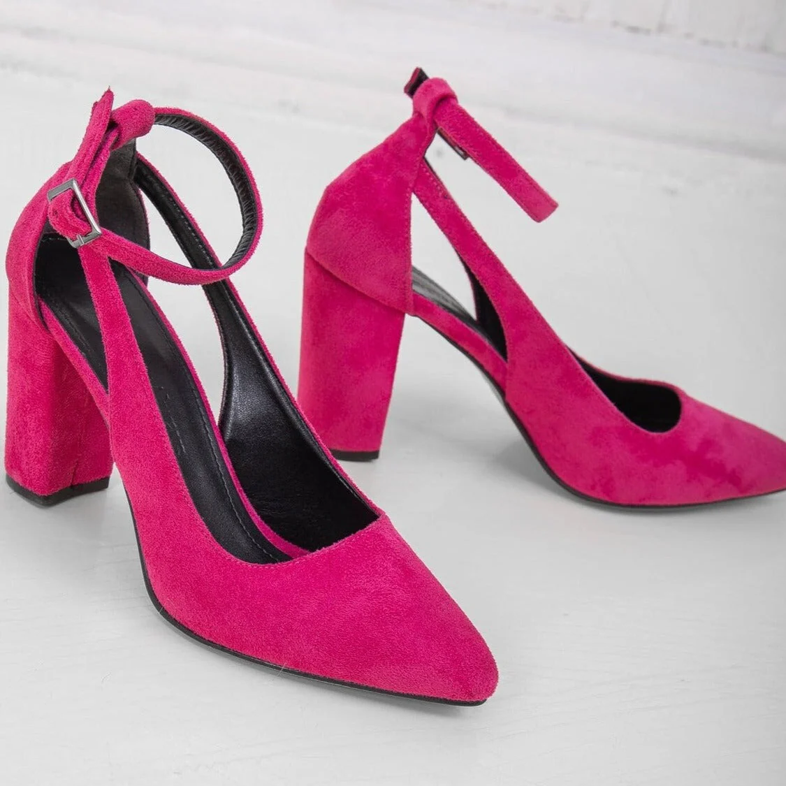Colette - Pink Suede Block Heels - Image 4