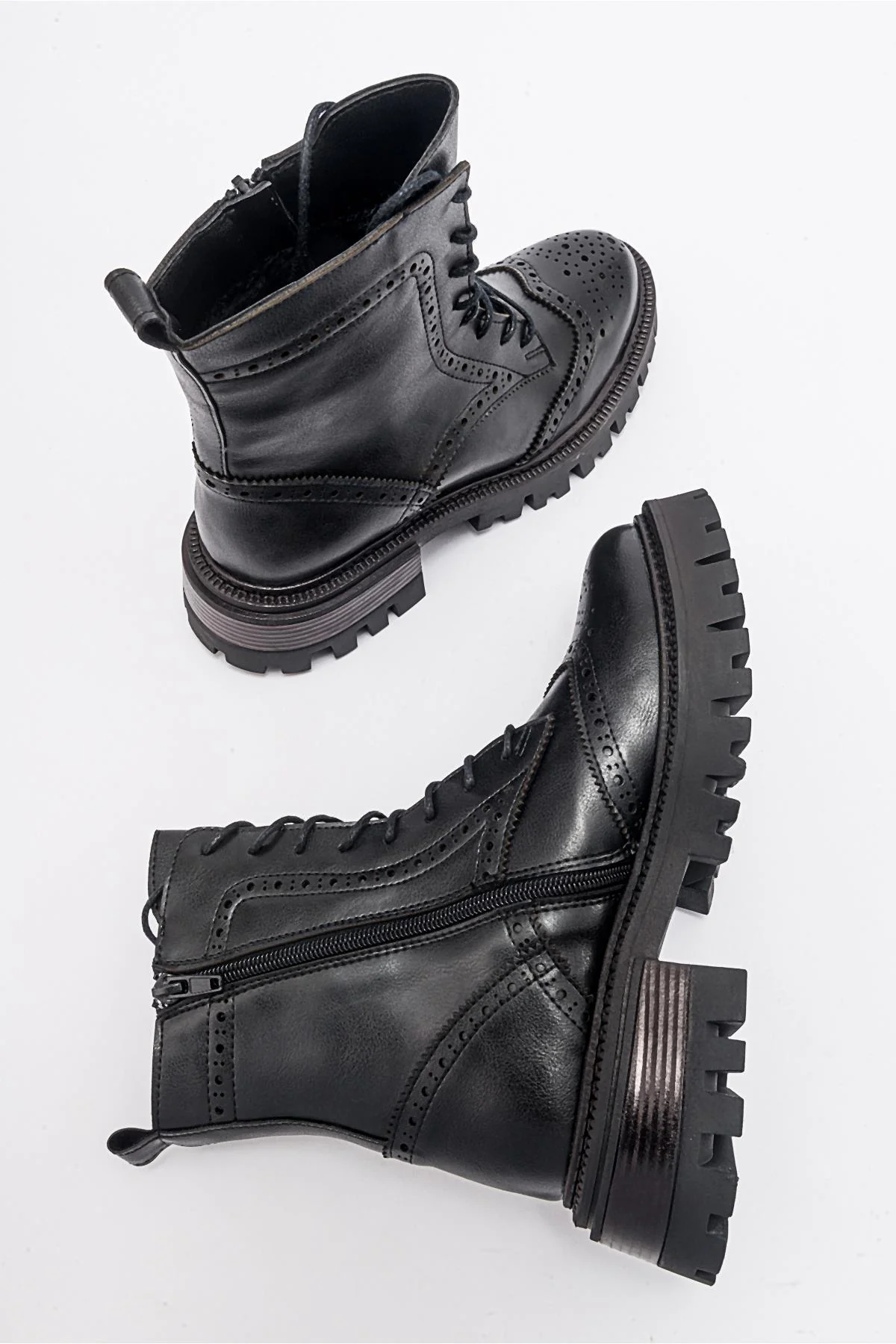 Coralo Black Lace‑Up Combat Boot (Women) - Image 2