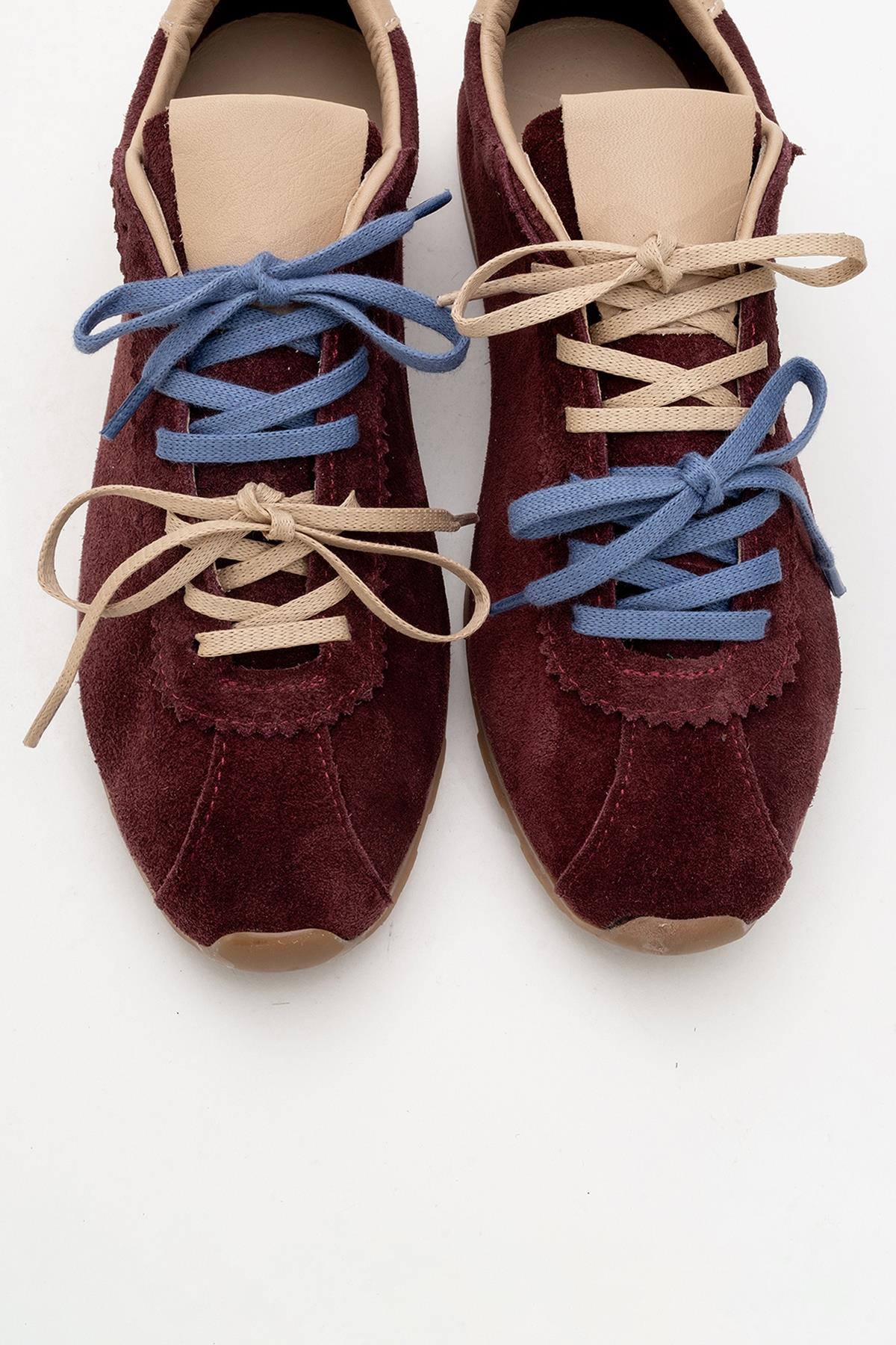 Crea - Burgundy Leather Sneakers (Women) - Image 3