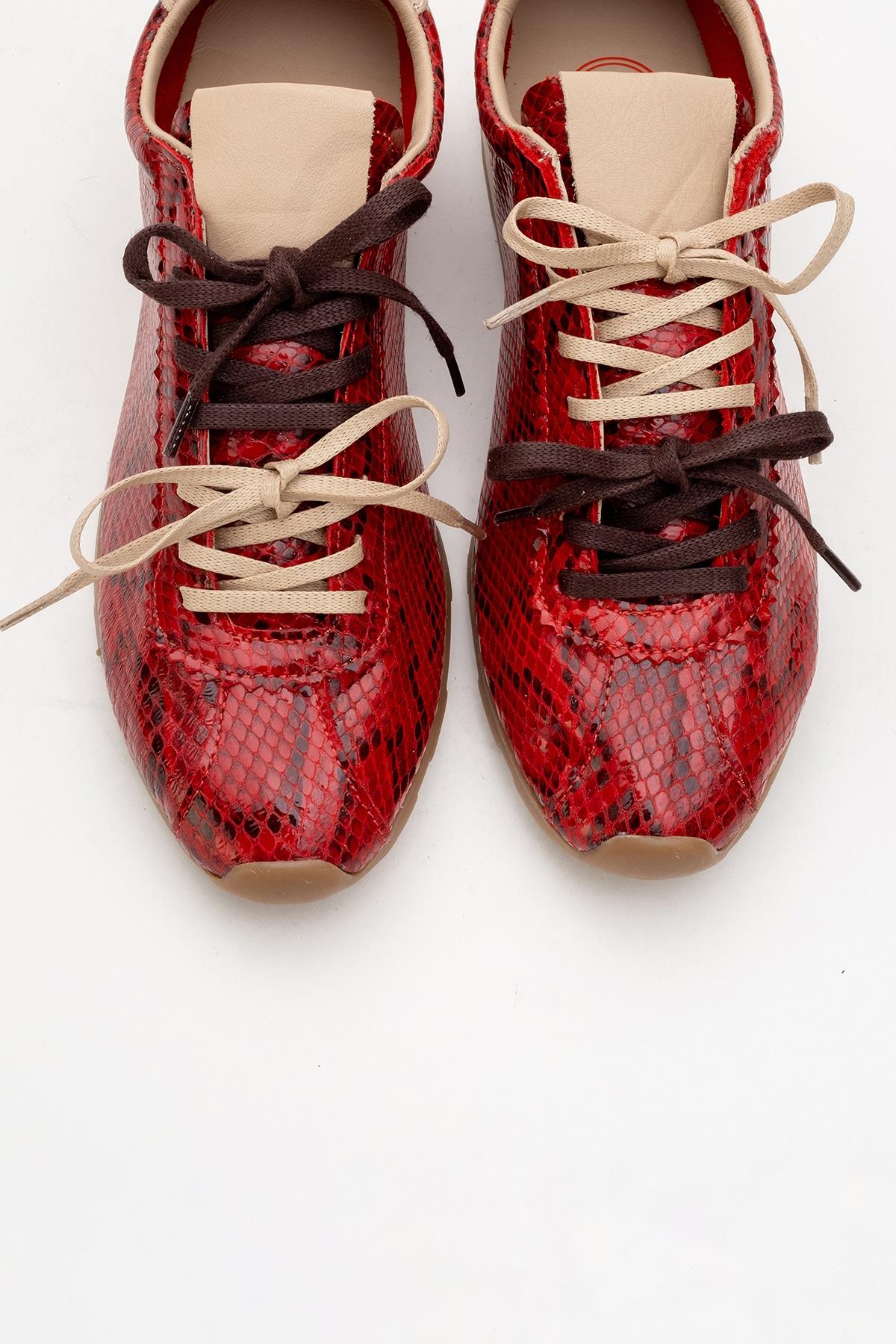 Crea - Red Leather Sneakers (Women) - Image 3