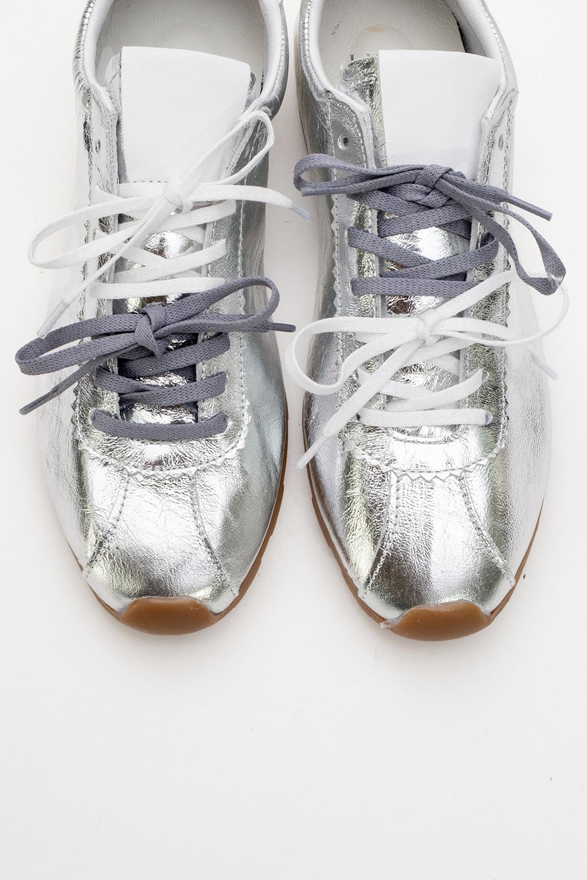 Crea - Silver Leather Sneakers (Women) - Image 3