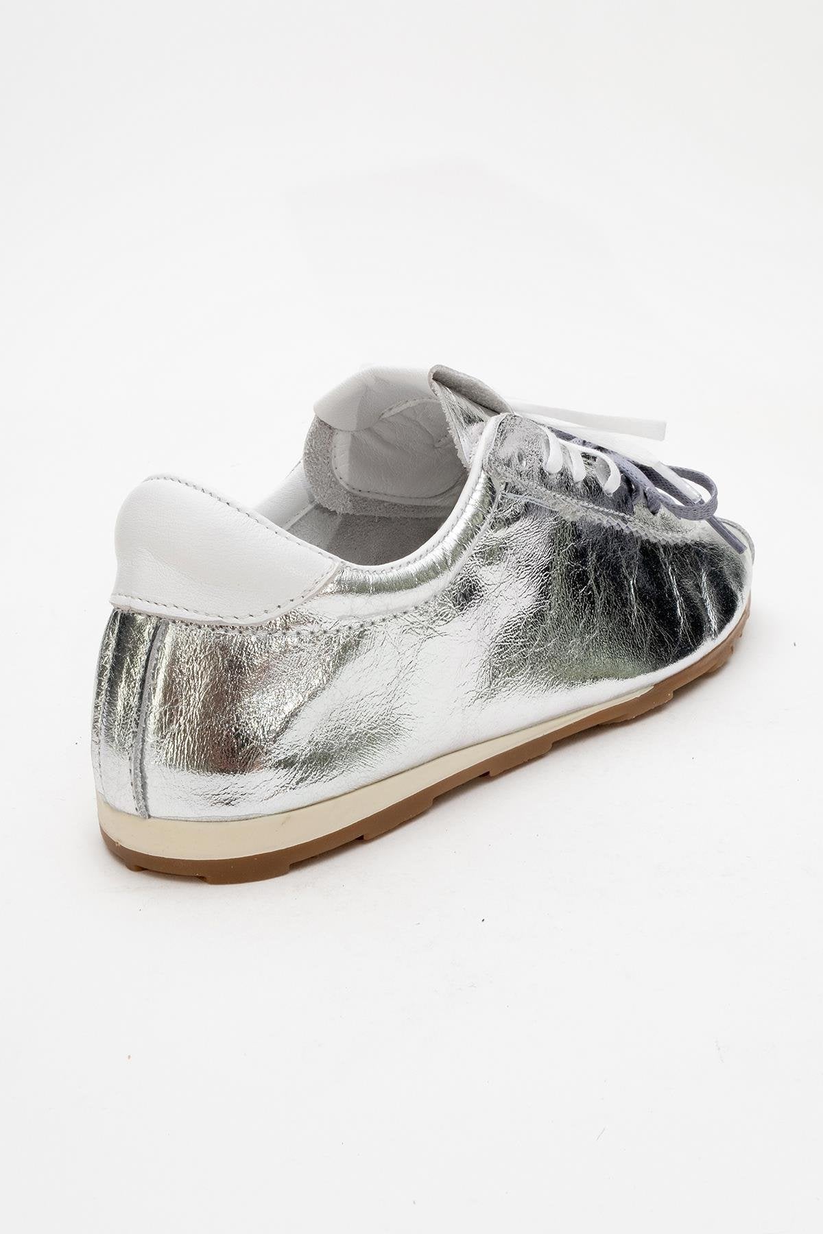Crea - Silver Leather Sneakers (Women) - Image 5