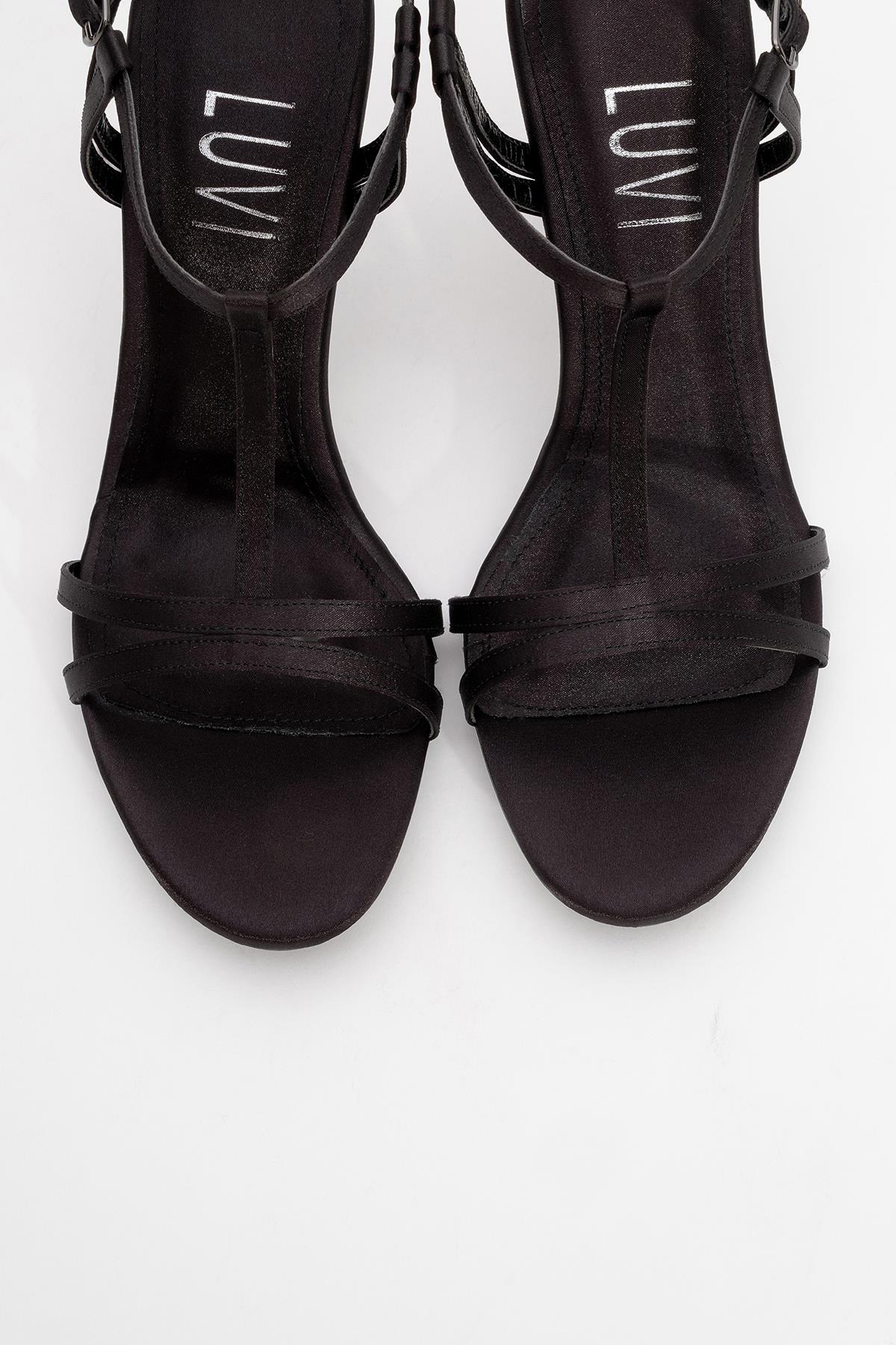 Credo - Black Satin High Heel Shoe (Women) - Image 2