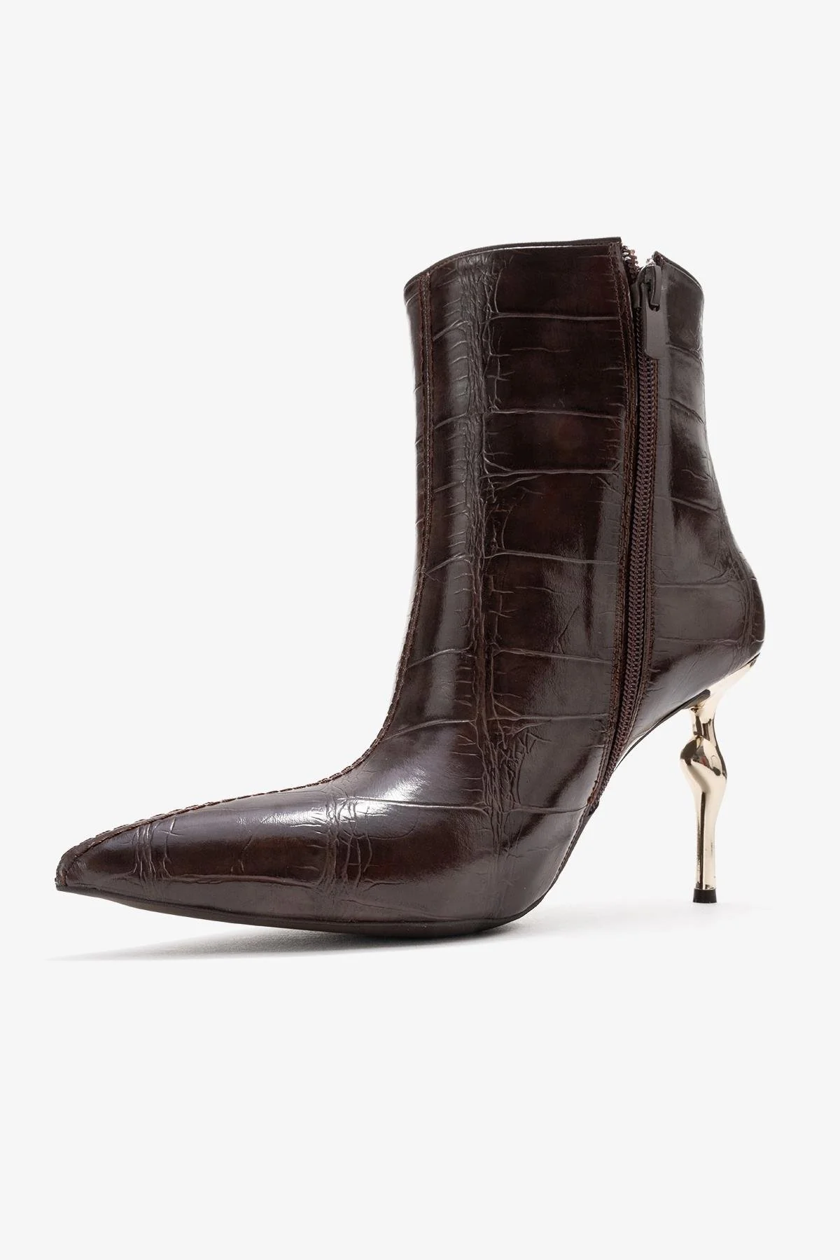 Crista - Brown Stiletto Heel Pointed Toe Boot (Women) - Image 4