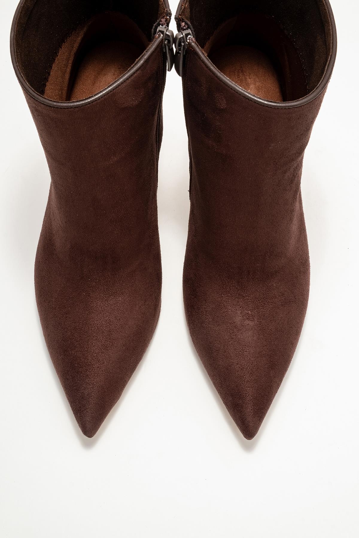 Crista - Brown Suede Pointed Toe Heeled Boot (Women) - Image 2