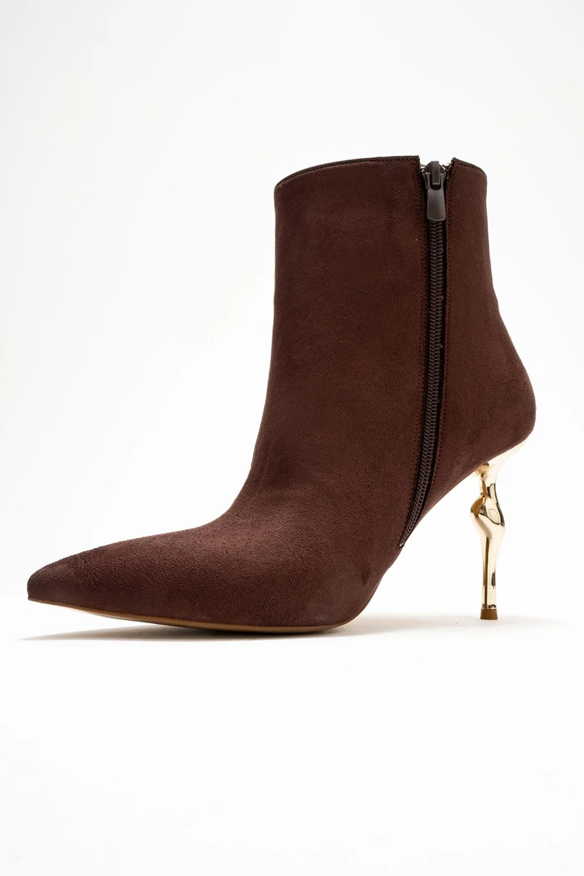 Crista - Brown Suede Pointed Toe Heeled Boot (Women) - Image 4