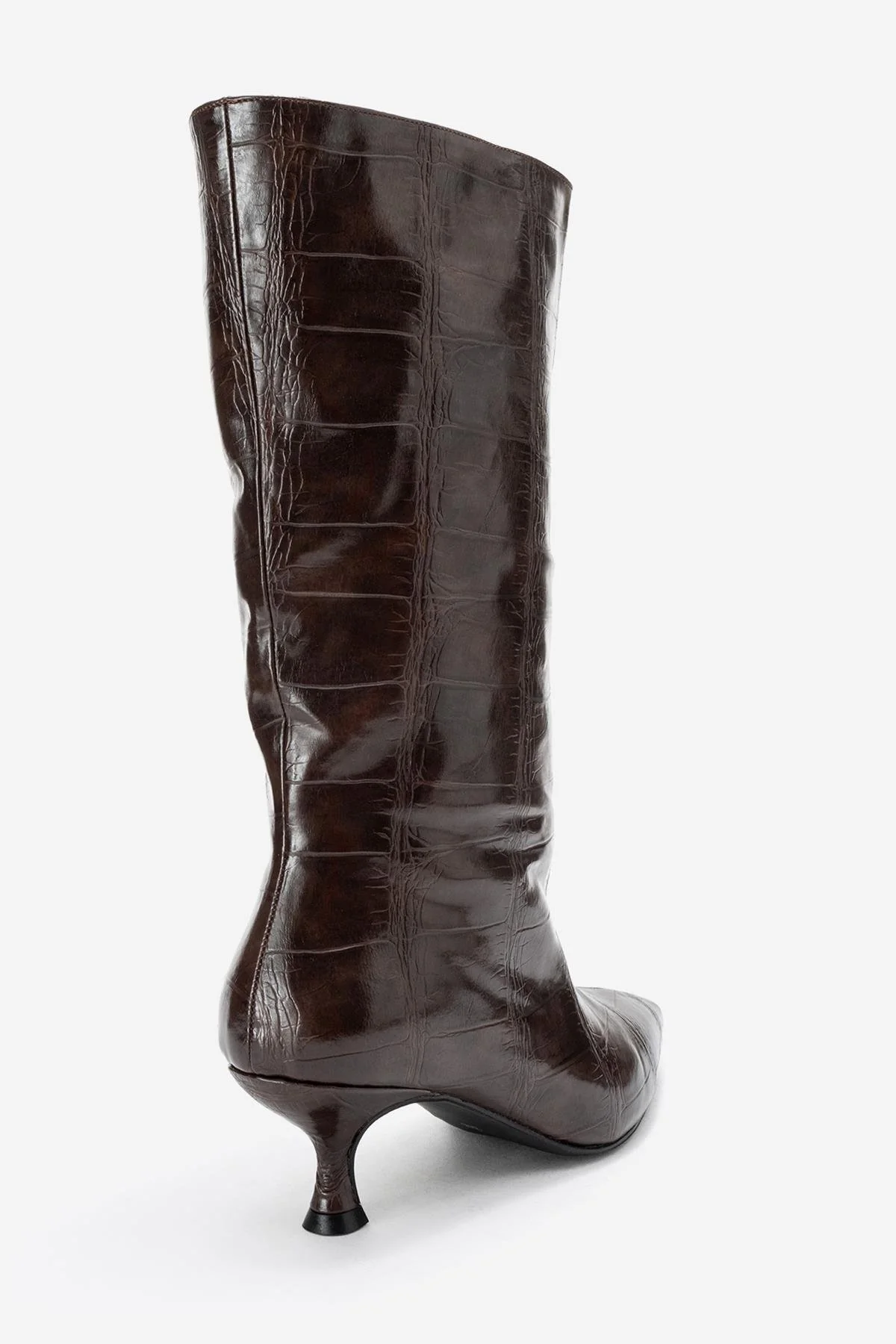 Crow - Brown Embossed Pointed Toe Short Heeled Boot (Women) - Image 5