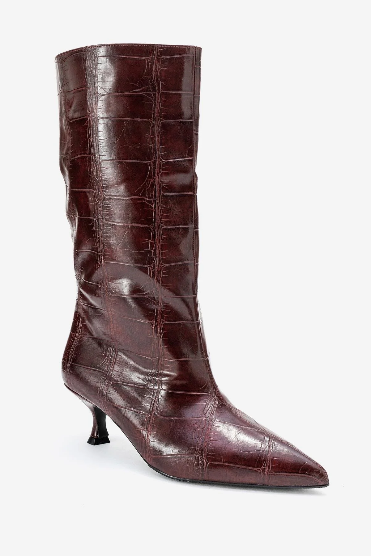 Crow - Burgundy Printed Pointed Toe Heeled Ankle Boot (Women) - Image 2