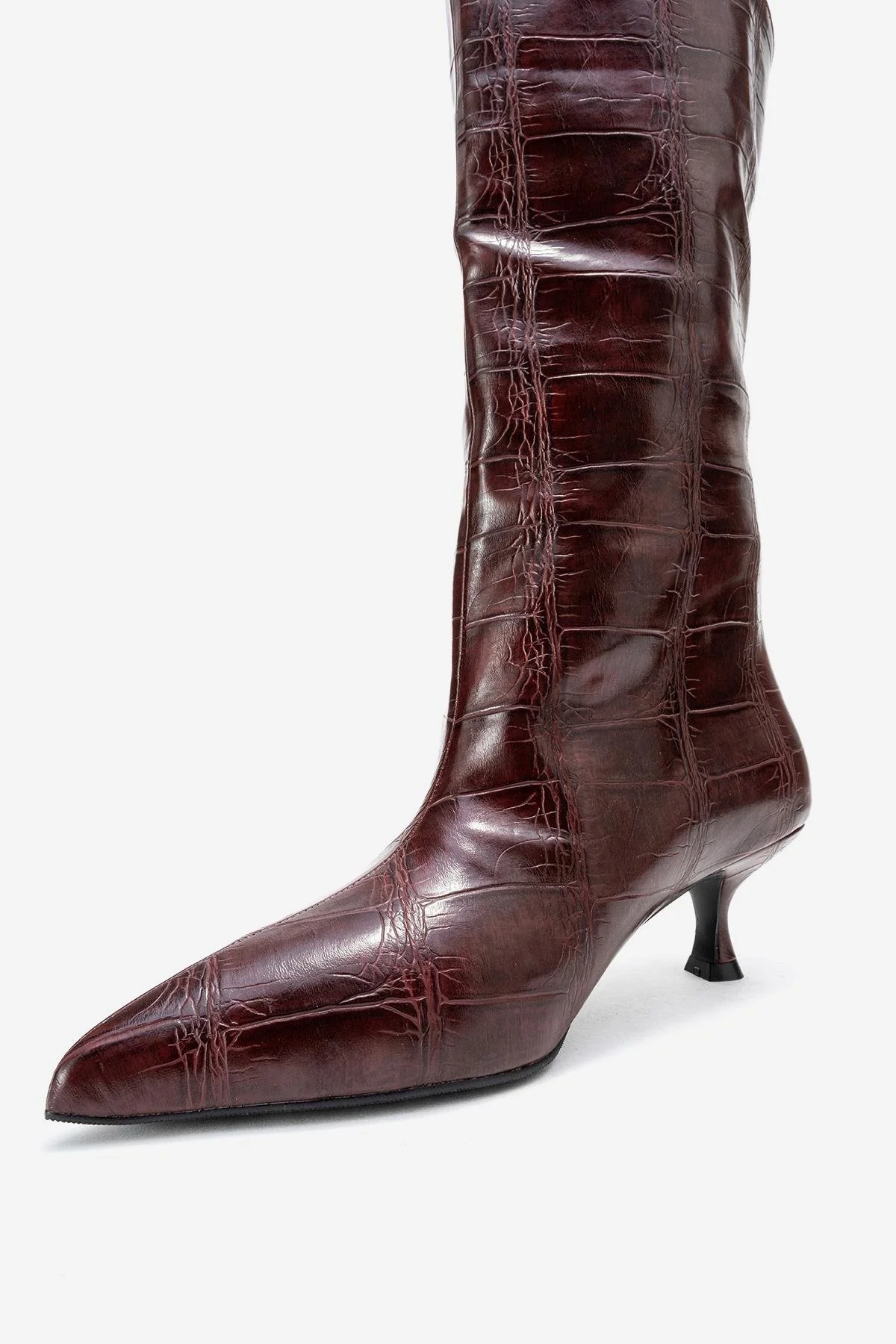 Crow - Burgundy Printed Pointed Toe Heeled Ankle Boot (Women) - Image 3