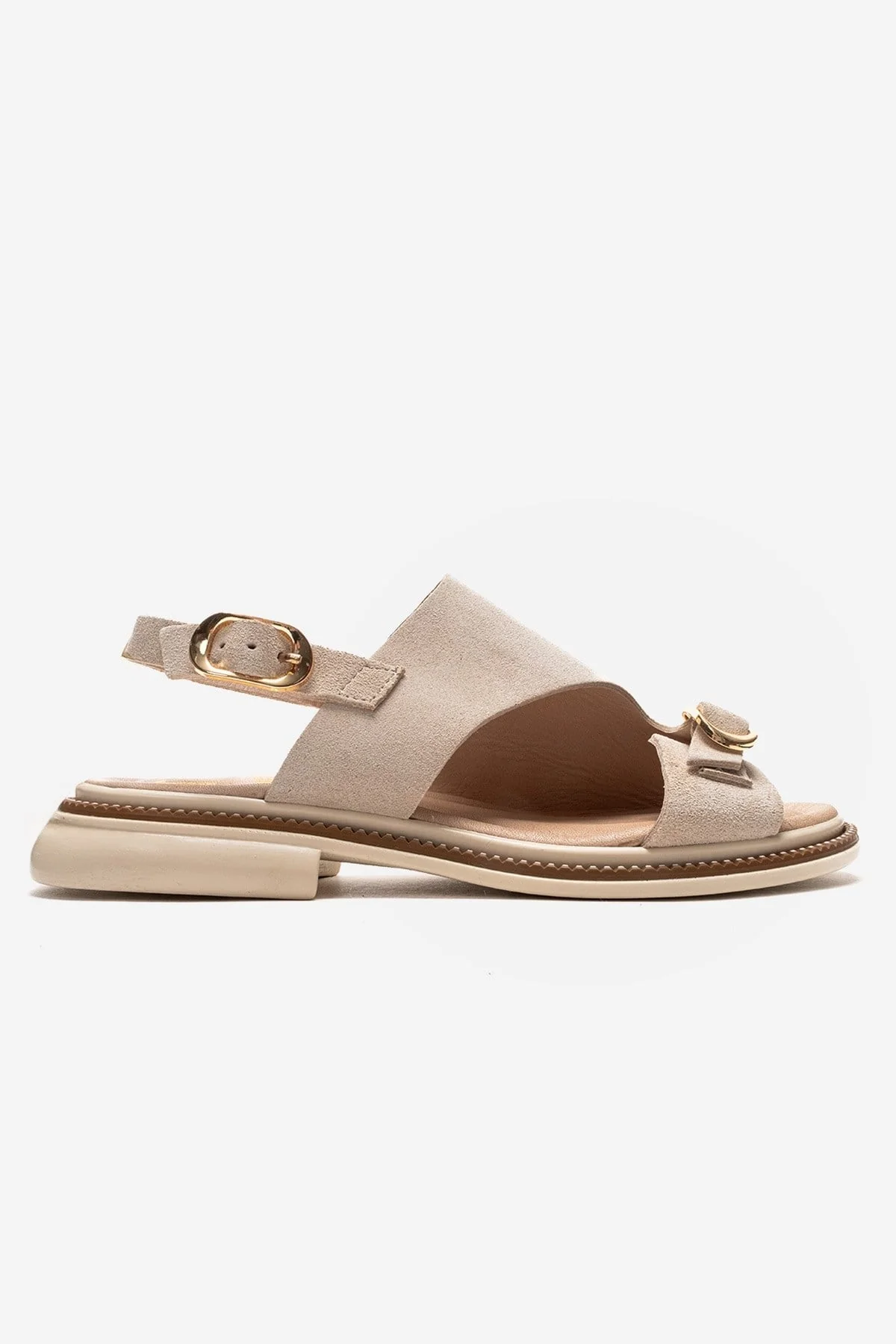 CRUEL - Beige Genuine Suede Leather Sandal (Women) - Image 4