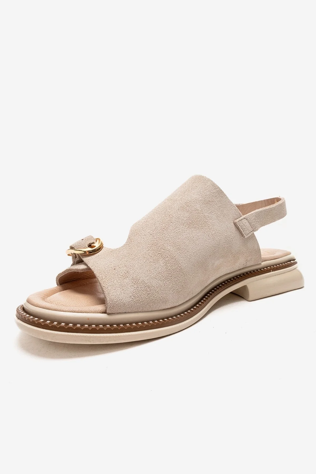 CRUEL - Beige Genuine Suede Leather Sandal (Women) - Image 6