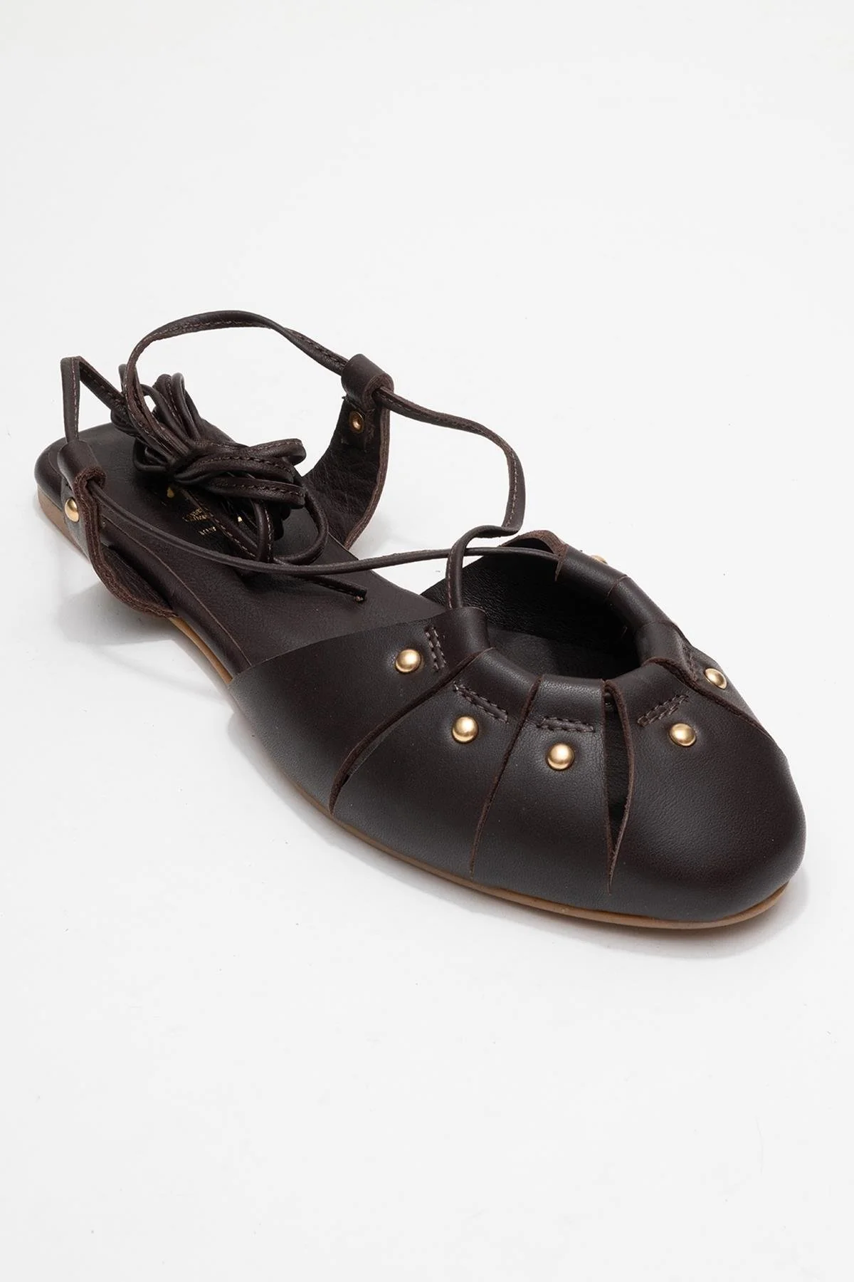 Daria - Brown Genuine Leather Ankle Lace-Up Sandal (Women) - Image 3