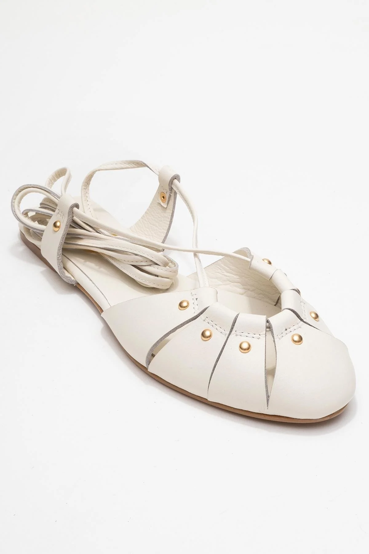 Daria - Off-White Genuine Leather Ankle Lace-Up Sandal (Women) - Image 3