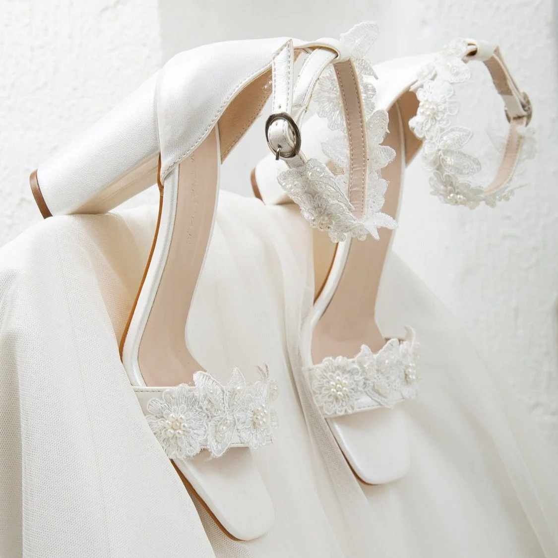 Dede - Ivory Lace Bridal Heels - Image 5