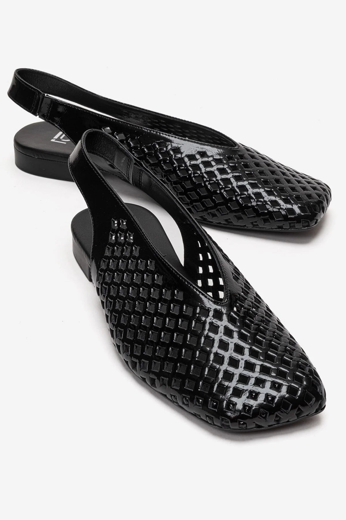 DELIZIA - Black Genuine Leather Closed Front Laser-Cut Sandal (Women)