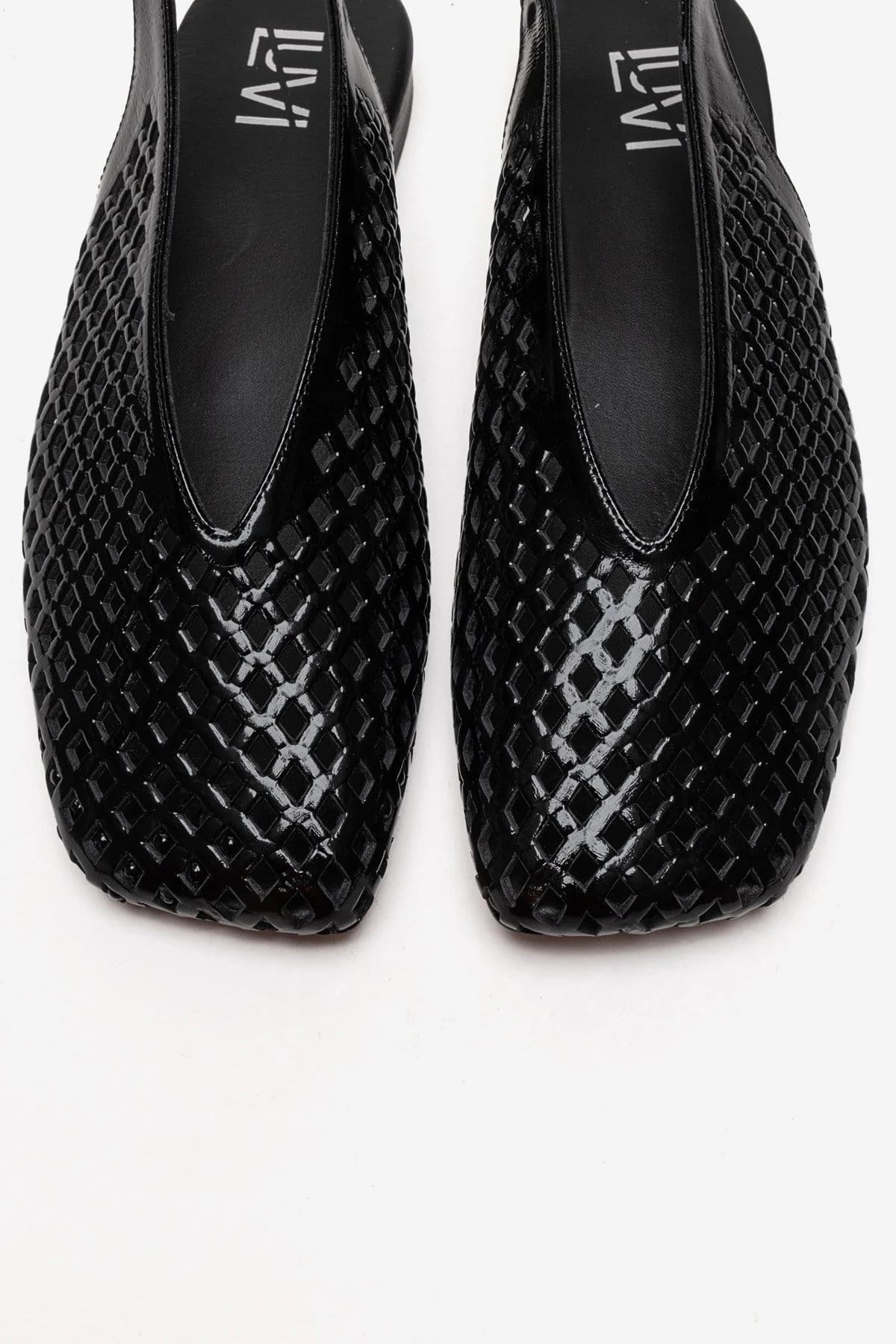 DELIZIA - Black Genuine Leather Closed Front Laser-Cut Sandal (Women) - Image 2