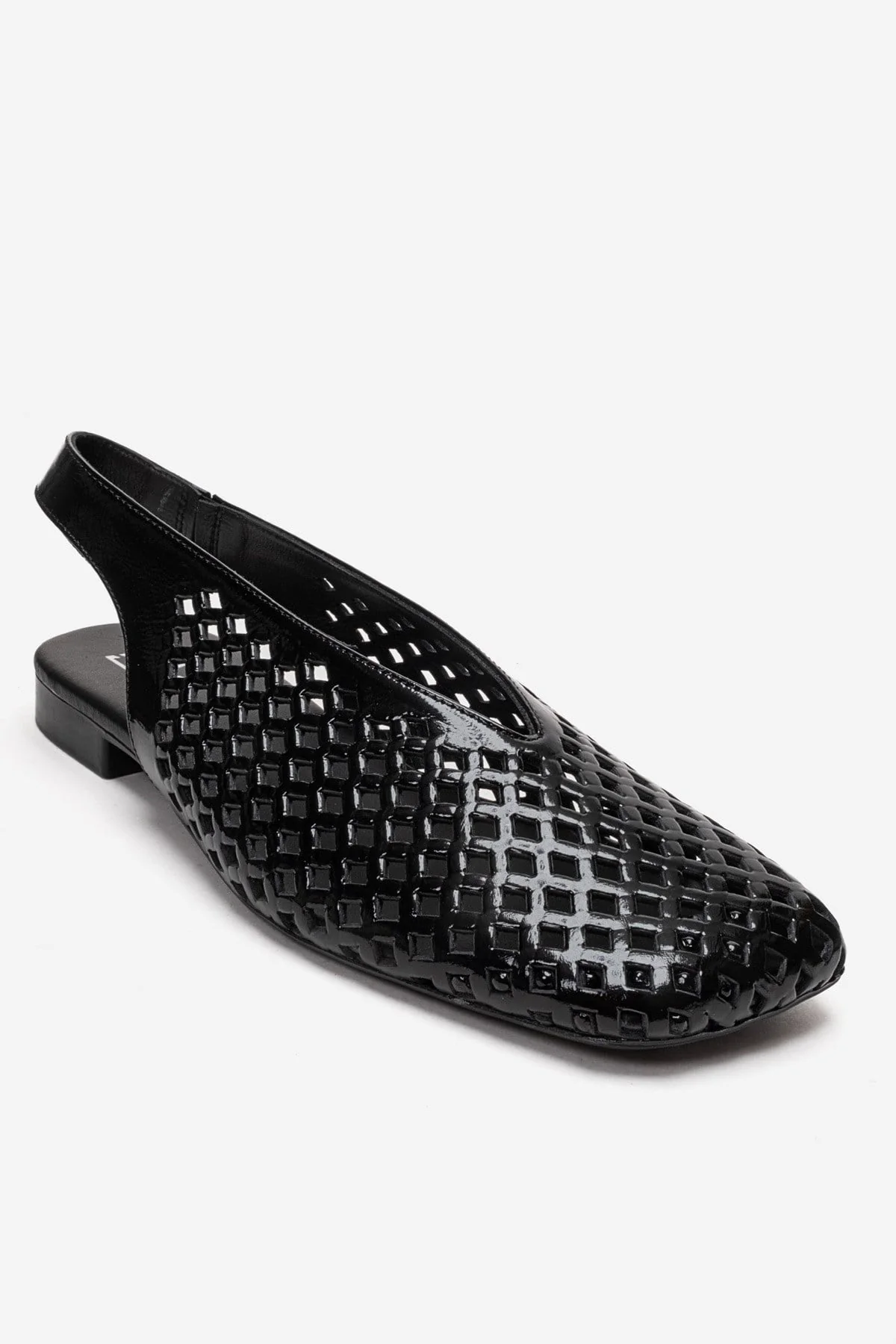 DELIZIA - Black Genuine Leather Closed Front Laser-Cut Sandal (Women) - Image 3