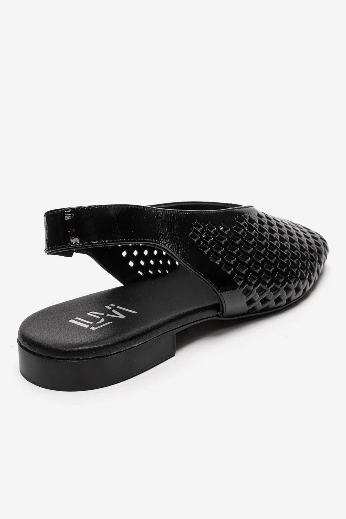 DELIZIA - Black Genuine Leather Closed Front Laser-Cut Sandal (Women) - Image 5