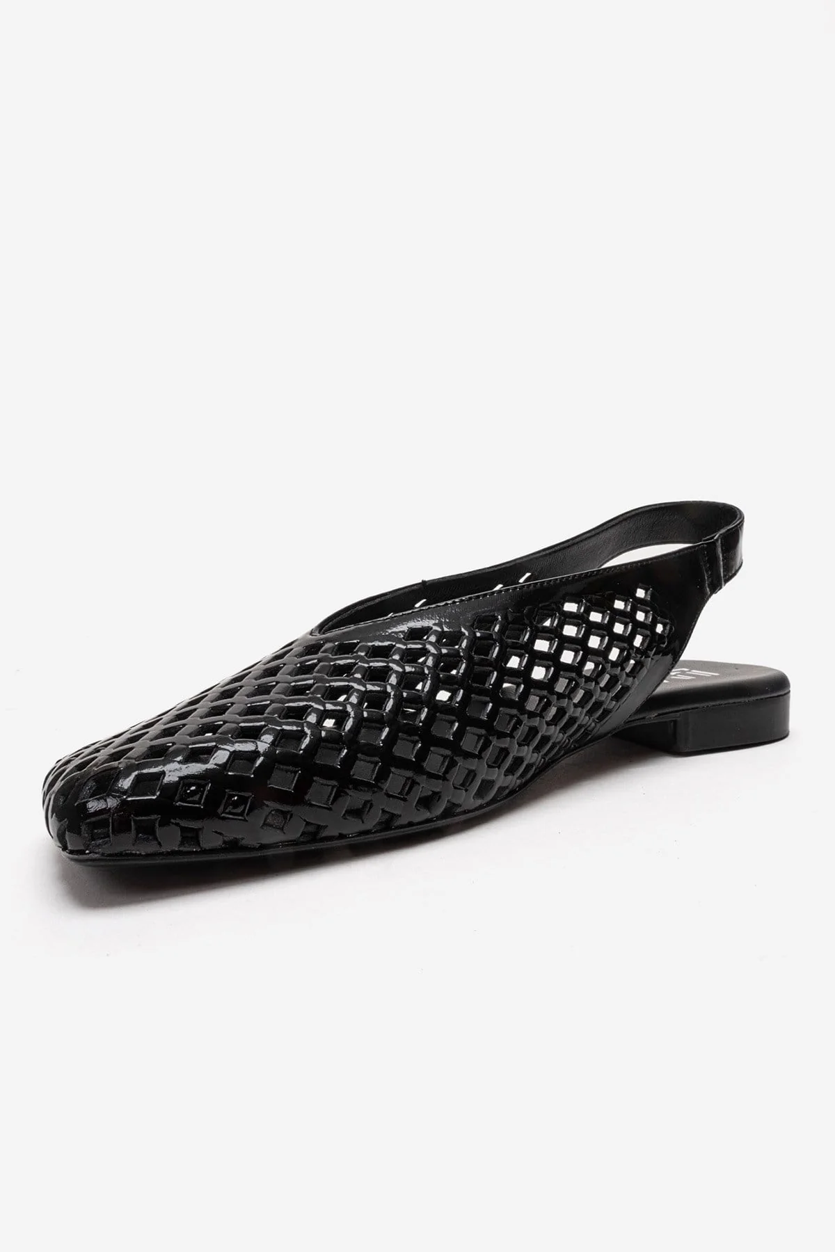 DELIZIA - Black Genuine Leather Closed Front Laser-Cut Sandal (Women) - Image 6