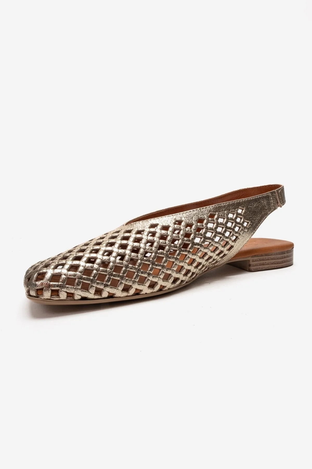DELIZIA - Gold Genuine Leather Closed Front Laser-Cut Sandal (Women) - Image 6