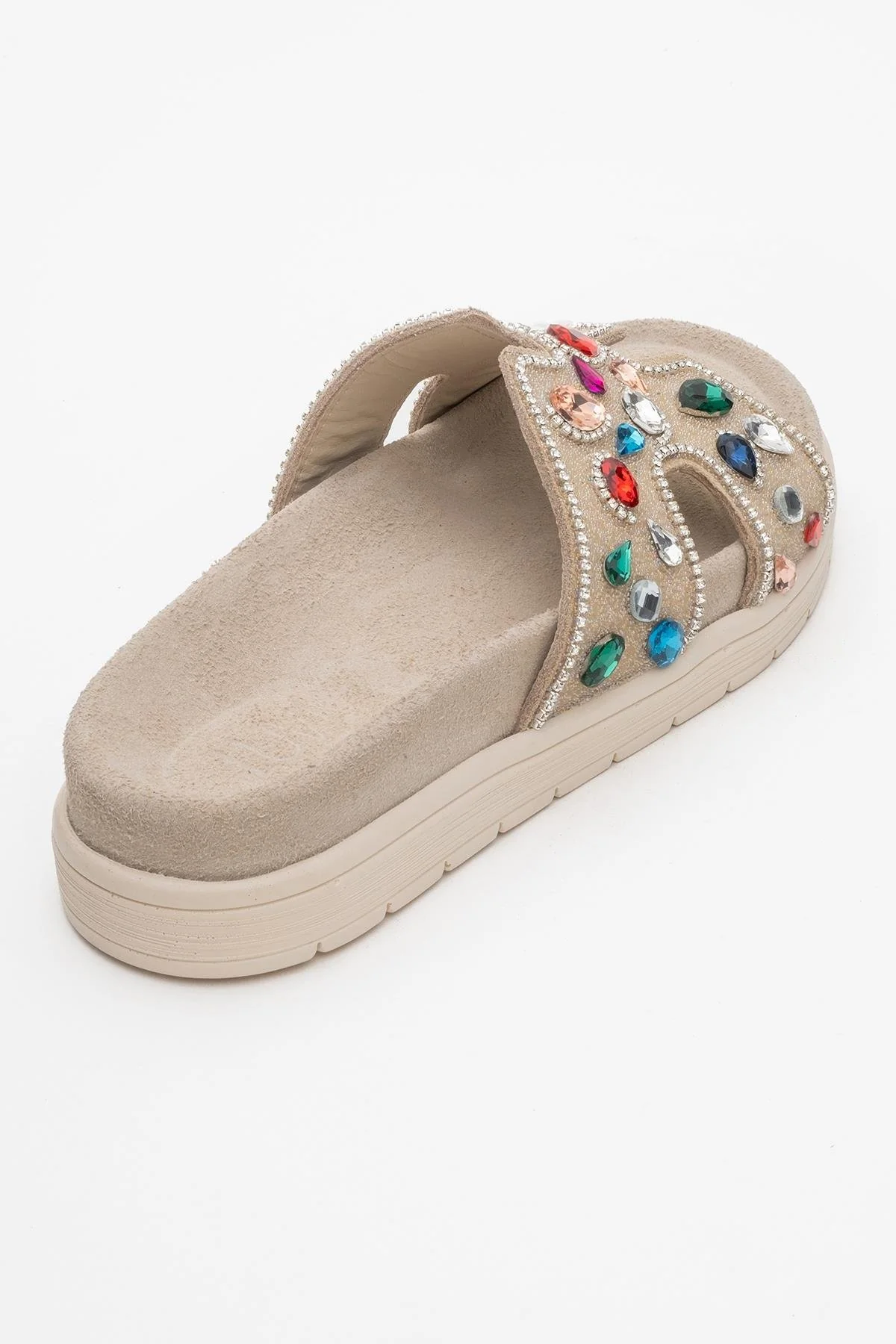 Denilla - Beige Leather Embellished Slide Sandal (Women) - Image 5