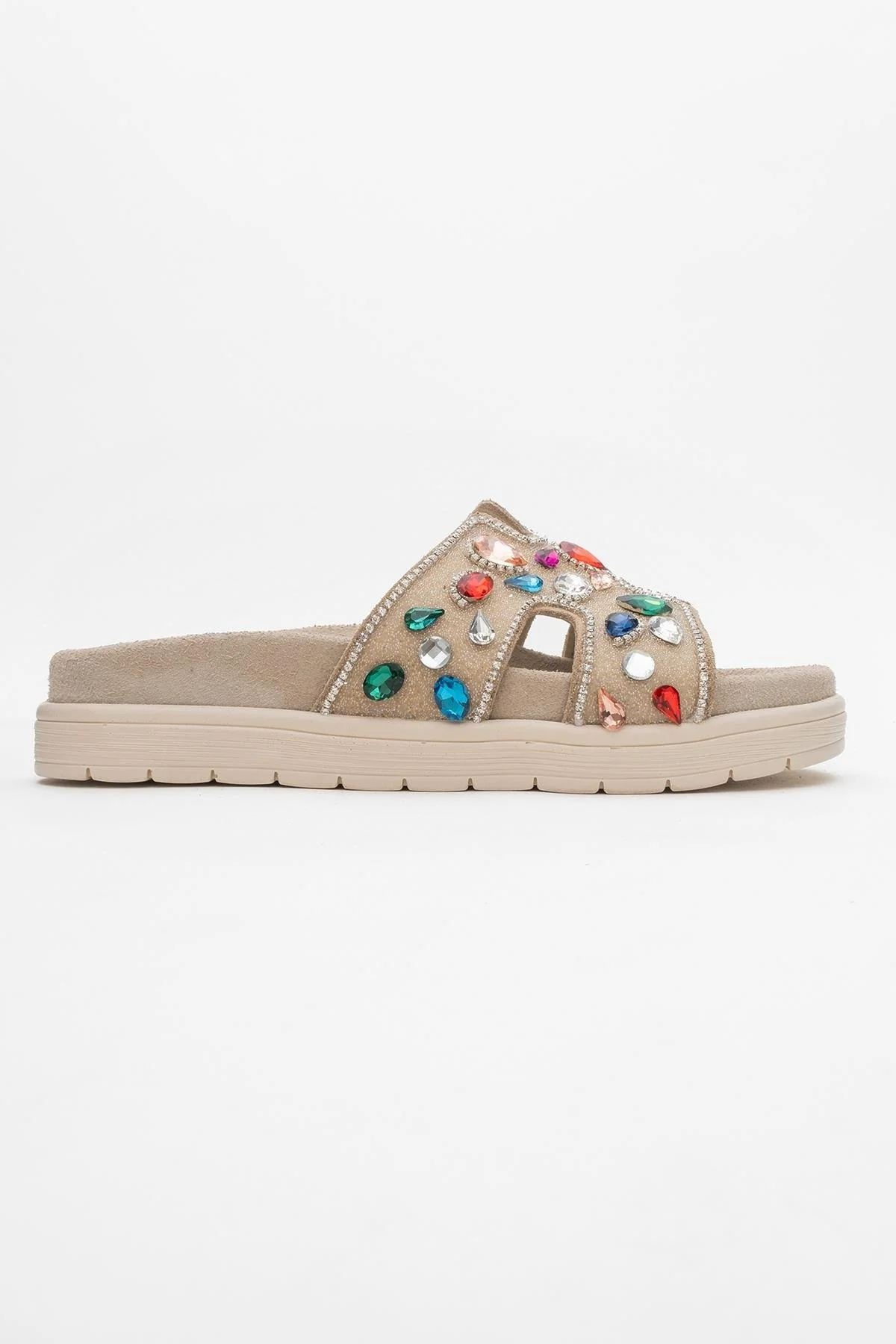 Denilla - Beige Leather Embellished Slide Sandal (Women) - Image 6