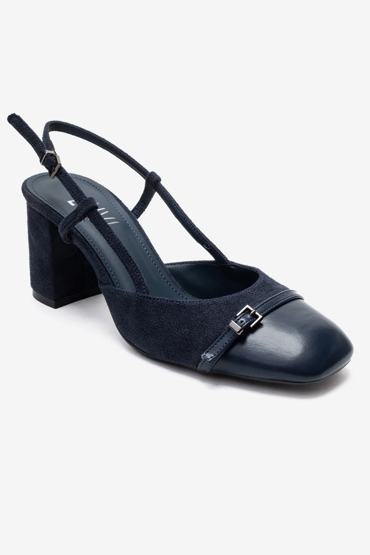DESIA - Navy Block Heel Shoe (Women) - Image 3