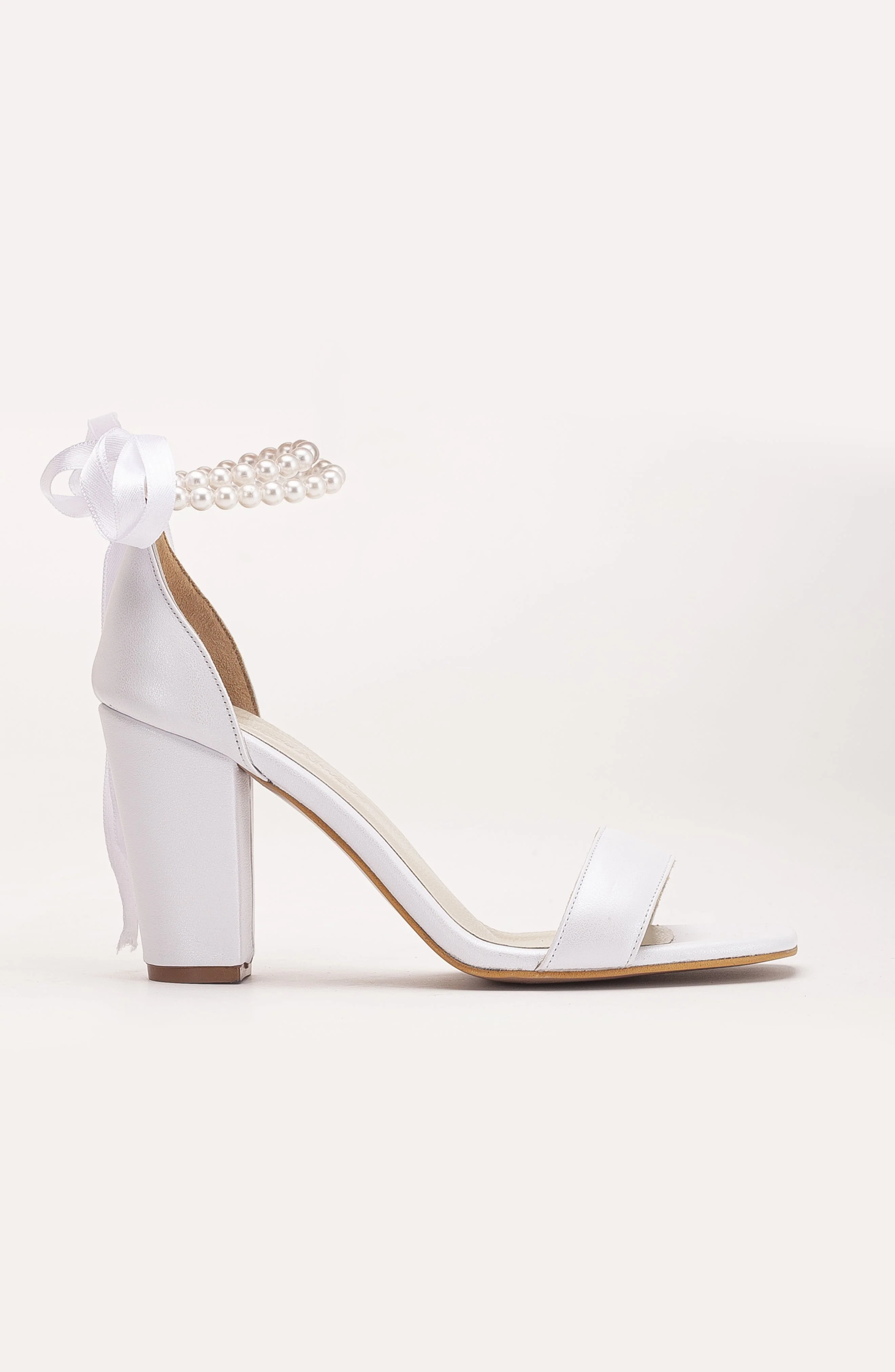 Dina - Ivory Bridal Leather Sandals with Pearls - Image 8