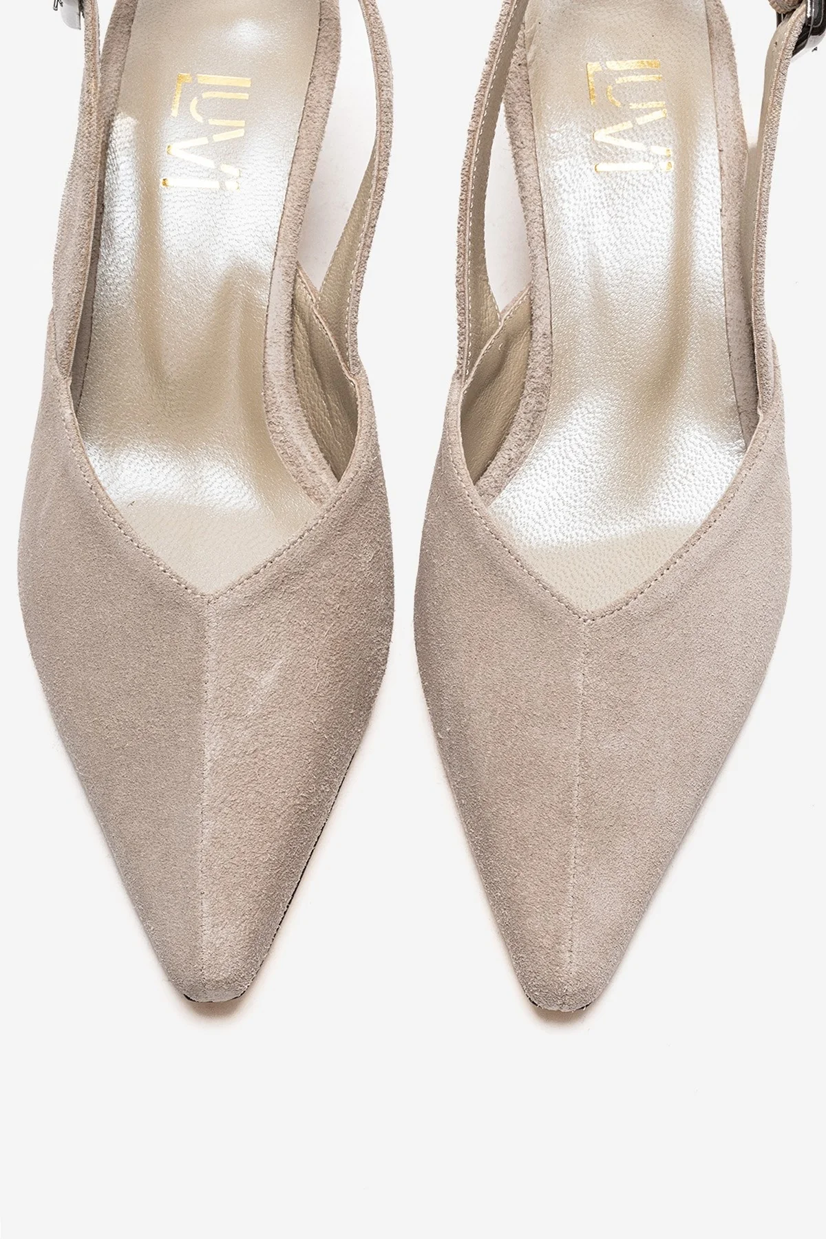 DIORIS - Beige Genuine Leather Slingback Kitten Heel Pointed Toe Pump (Women) - Image 2