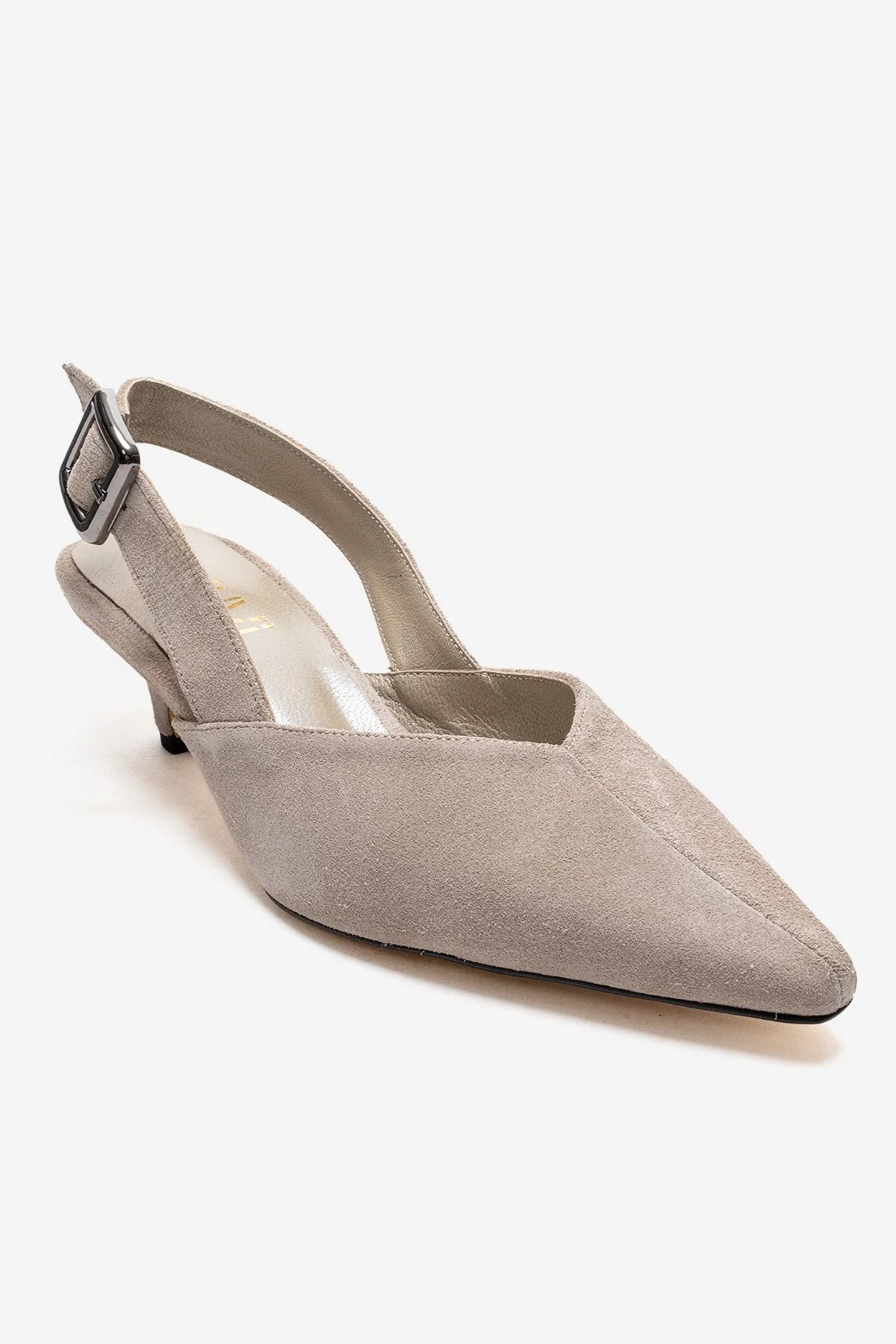 DIORIS - Beige Genuine Leather Slingback Kitten Heel Pointed Toe Pump (Women) - Image 3