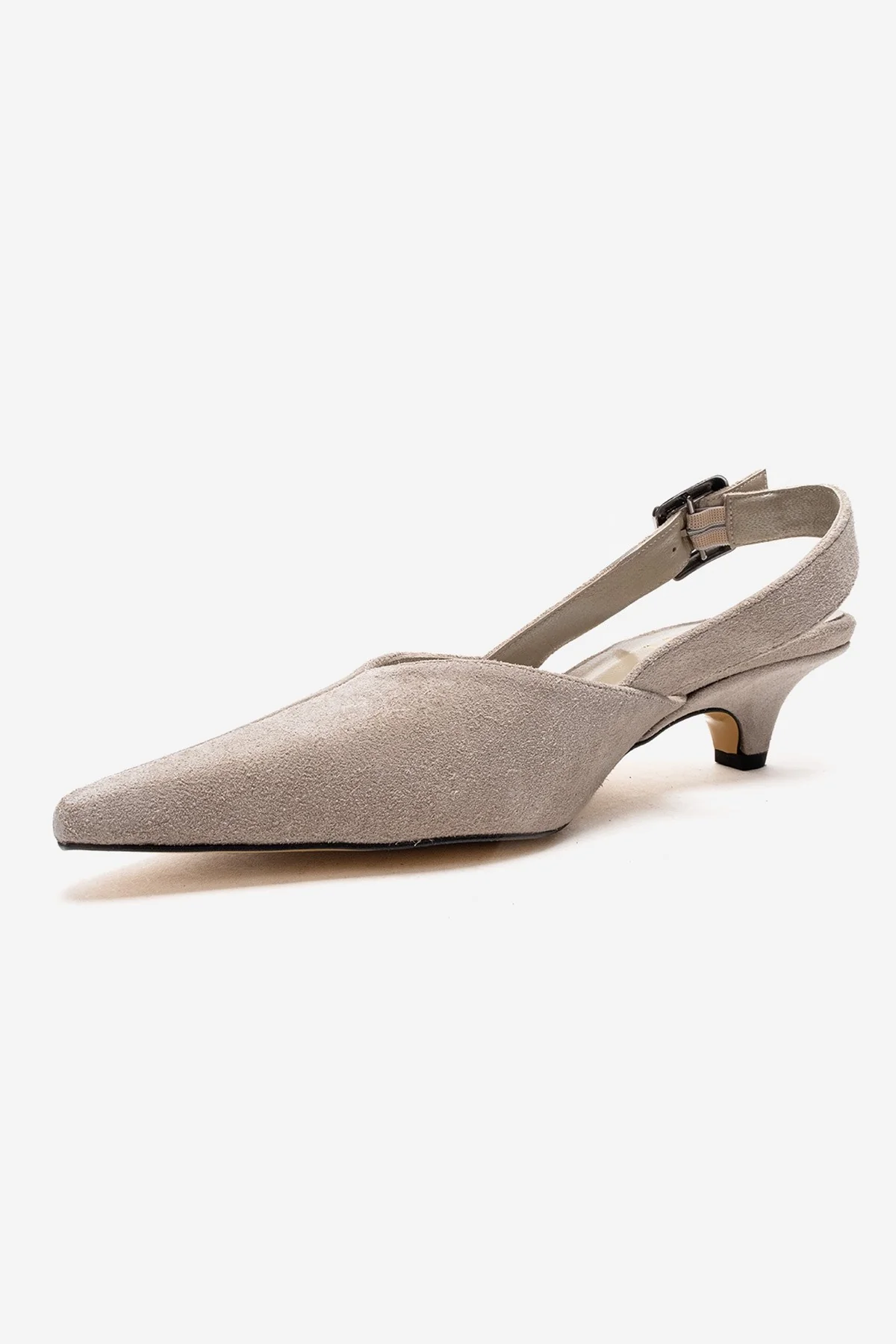 DIORIS - Beige Genuine Leather Slingback Kitten Heel Pointed Toe Pump (Women) - Image 6