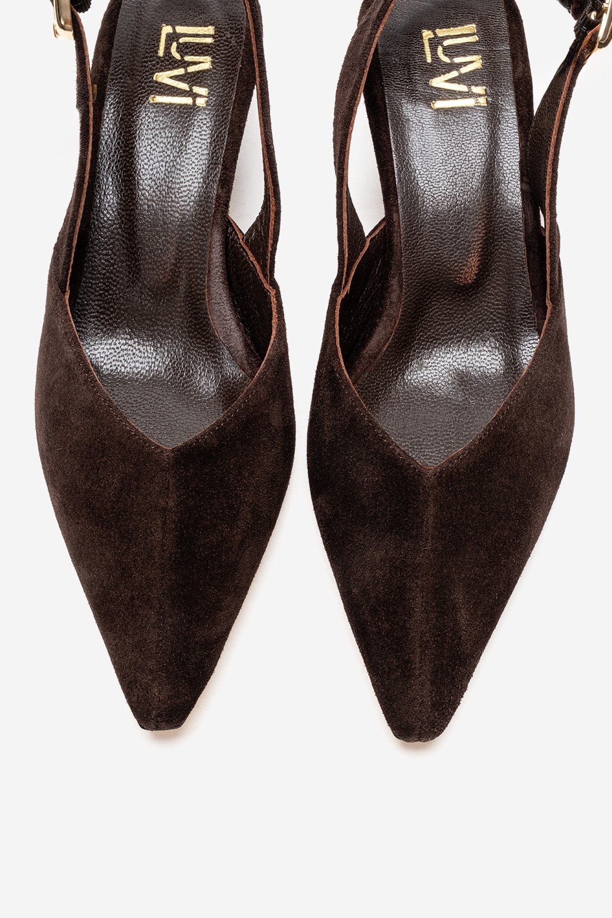 DIORIS - Brown Genuine Leather Slingback Kitten Heel Pointed Toe Pump (Women) - Image 2