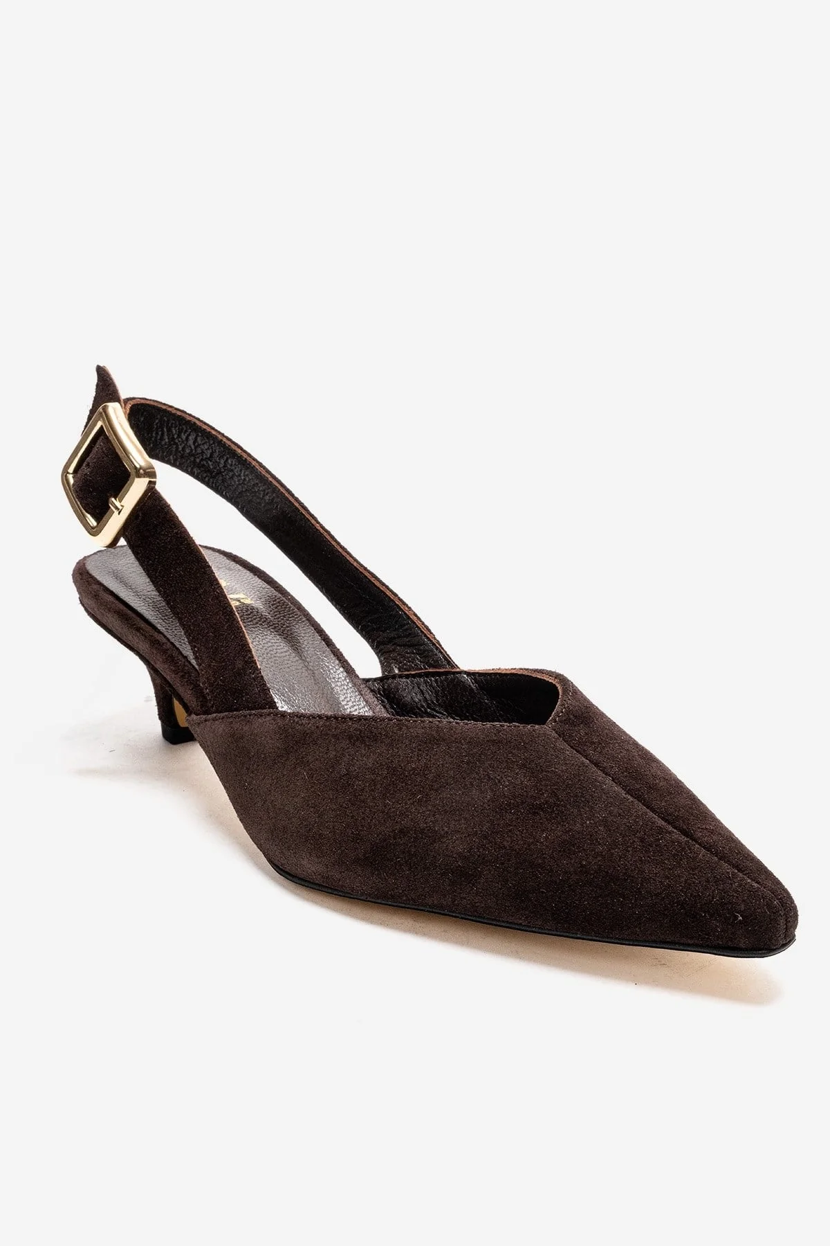 DIORIS - Brown Genuine Leather Slingback Kitten Heel Pointed Toe Pump (Women) - Image 3
