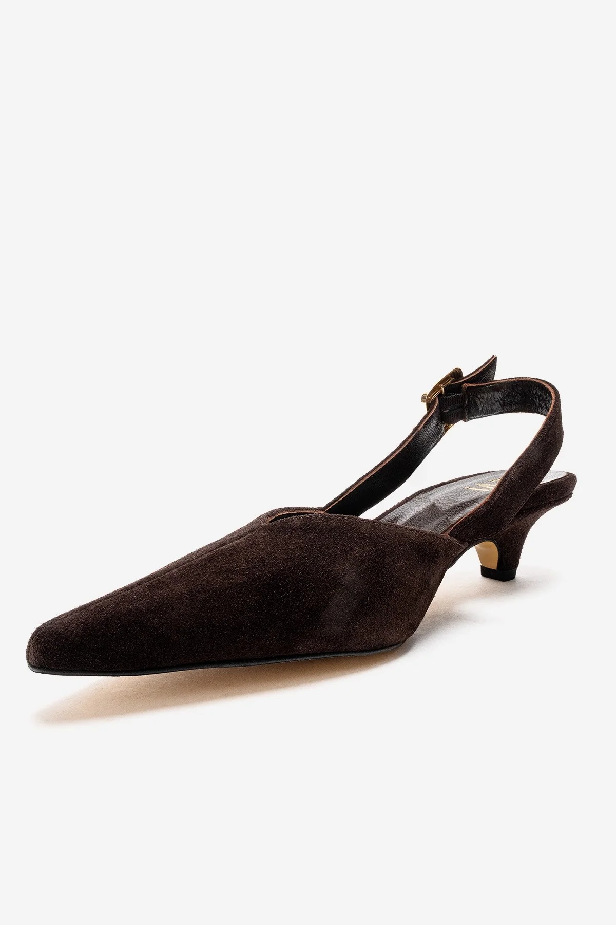 DIORIS - Brown Genuine Leather Slingback Kitten Heel Pointed Toe Pump (Women) - Image 6
