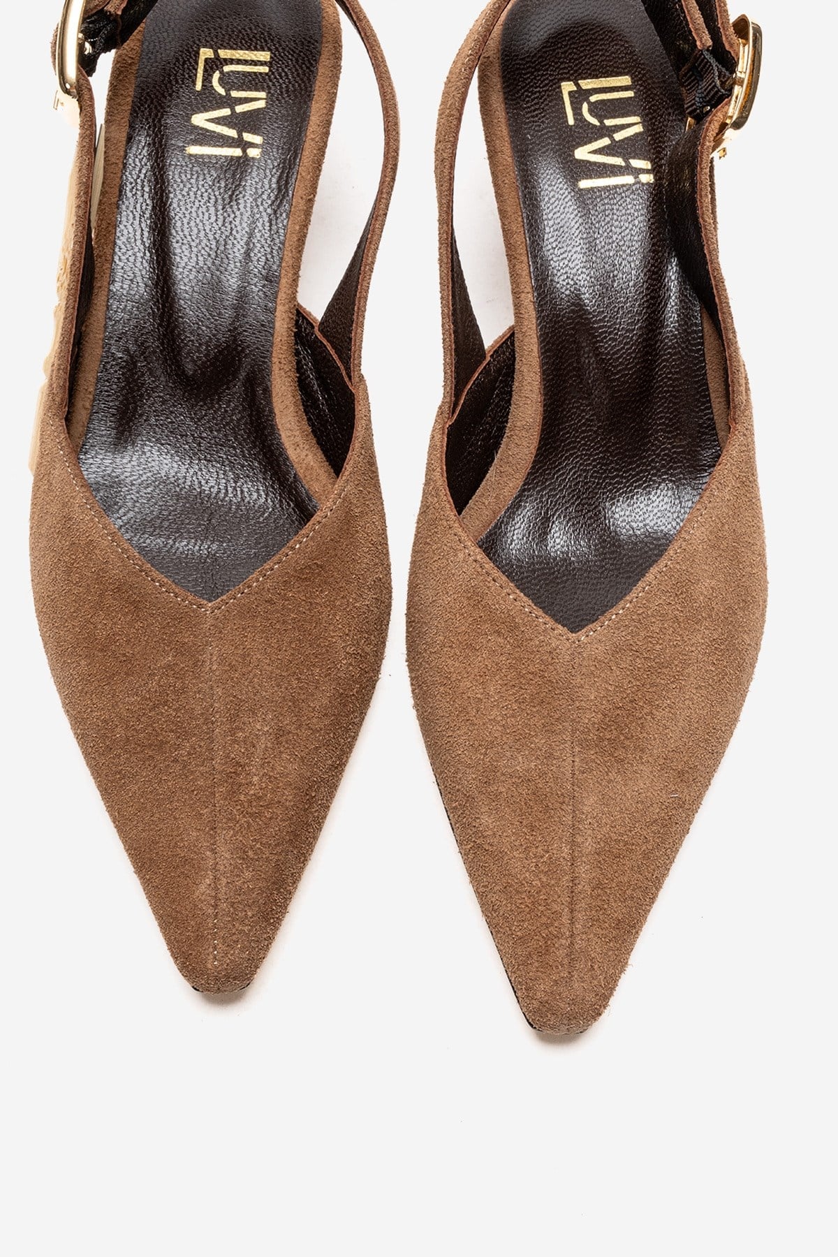 DIORIS - Camel Genuine Leather Slingback Kitten Heel Pointed Toe Pump (Women) - Image 2