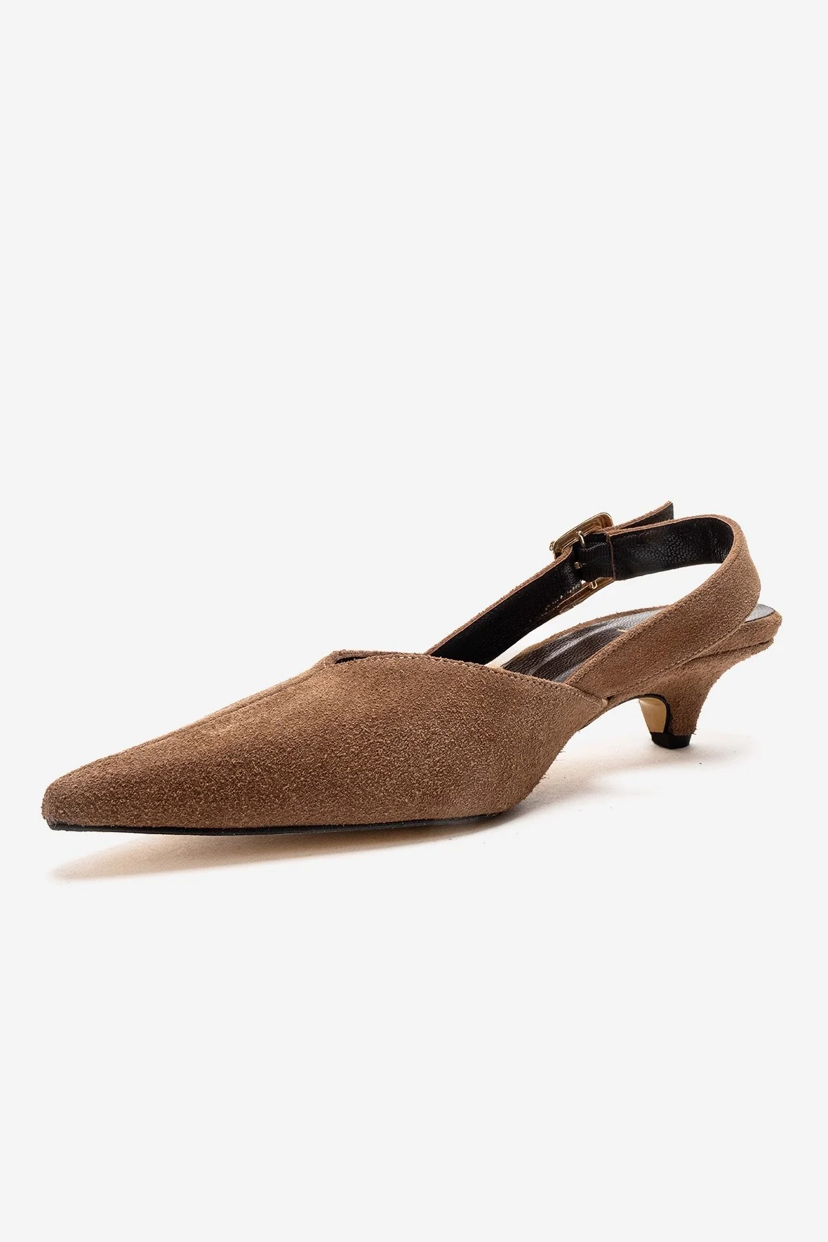 DIORIS - Camel Genuine Leather Slingback Kitten Heel Pointed Toe Pump (Women) - Image 6
