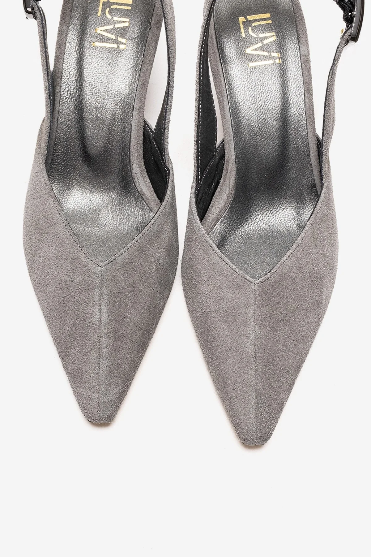 DIORIS - Gray Genuine Leather Slingback Kitten Heel Pointed Toe Pump (Women) - Image 2
