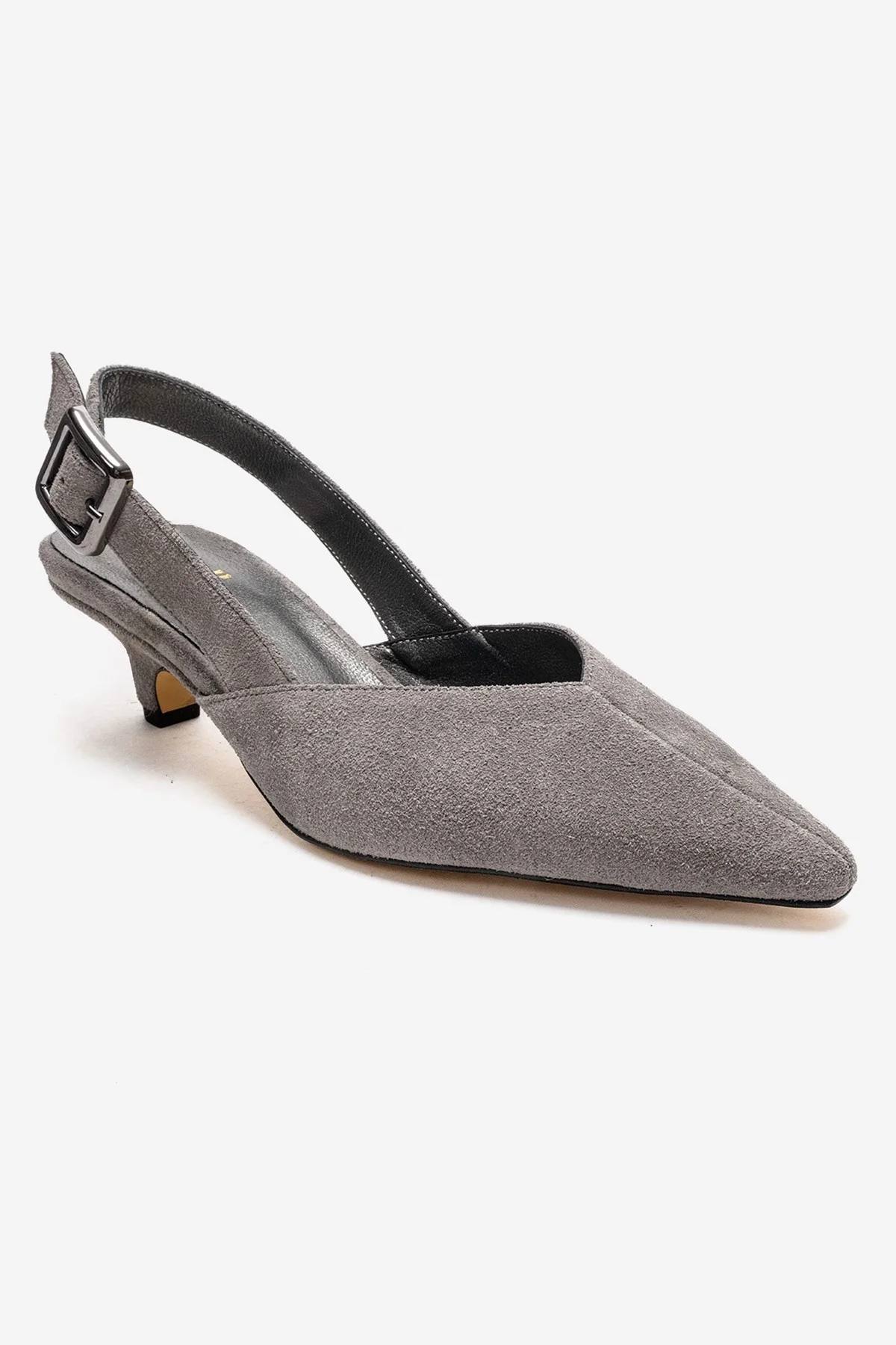 DIORIS - Gray Genuine Leather Slingback Kitten Heel Pointed Toe Pump (Women) - Image 3