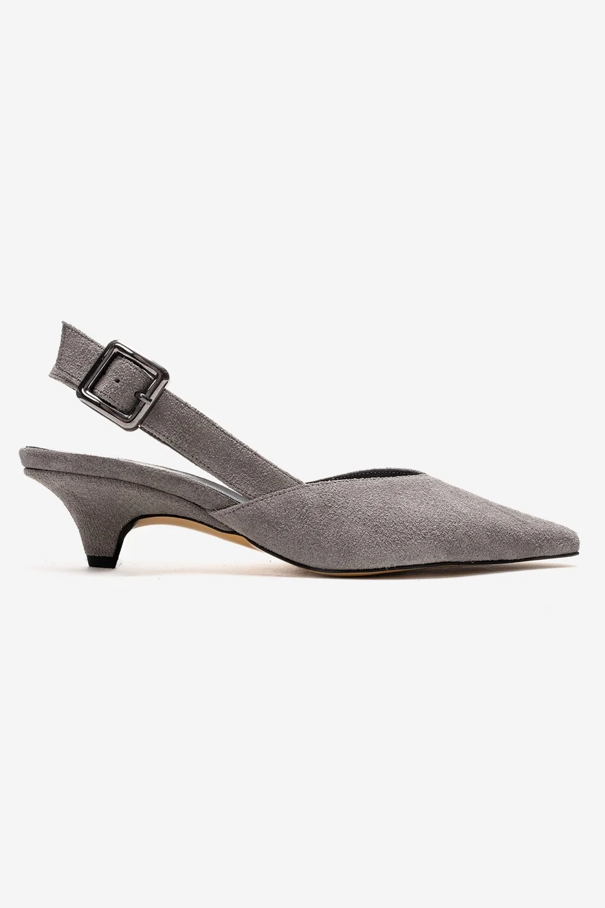 DIORIS - Gray Genuine Leather Slingback Kitten Heel Pointed Toe Pump (Women) - Image 4