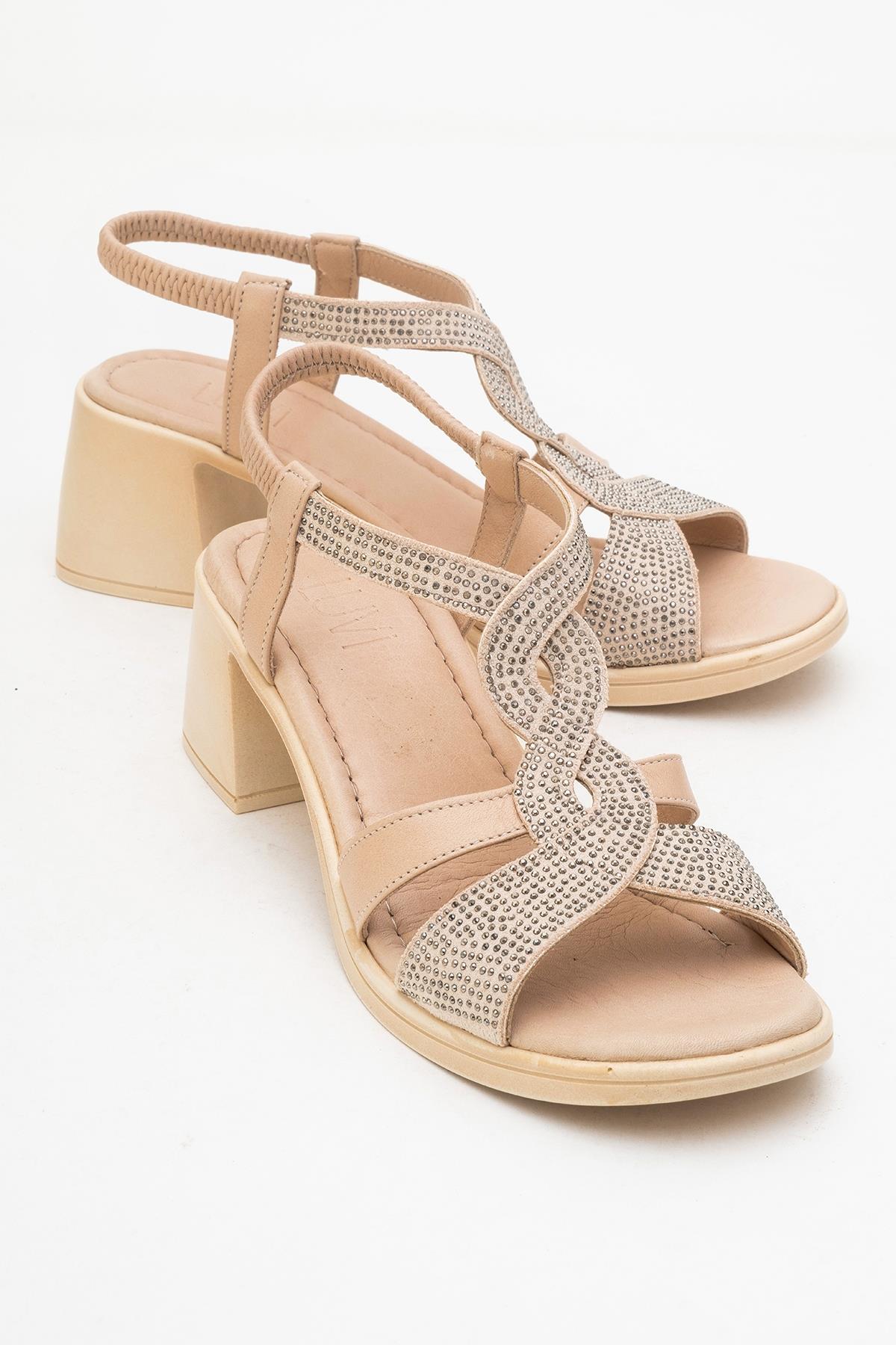 Dolen Beige Leather Chunky Sandal (Women)