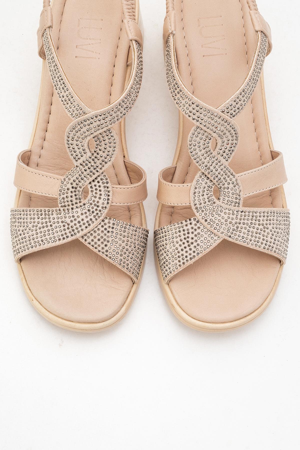 Dolen Beige Leather Chunky Sandal (Women) - Image 2