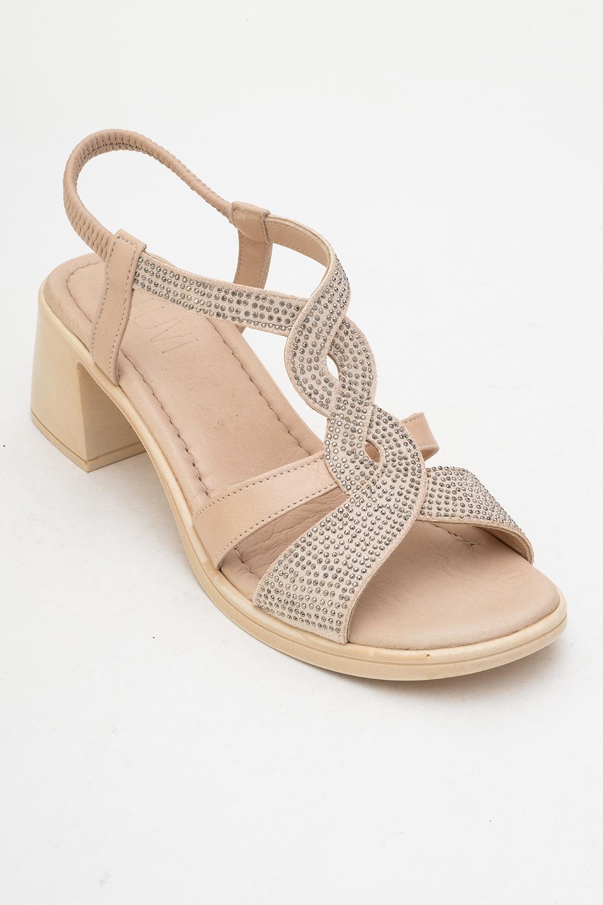 Dolen Beige Leather Chunky Sandal (Women) - Image 3