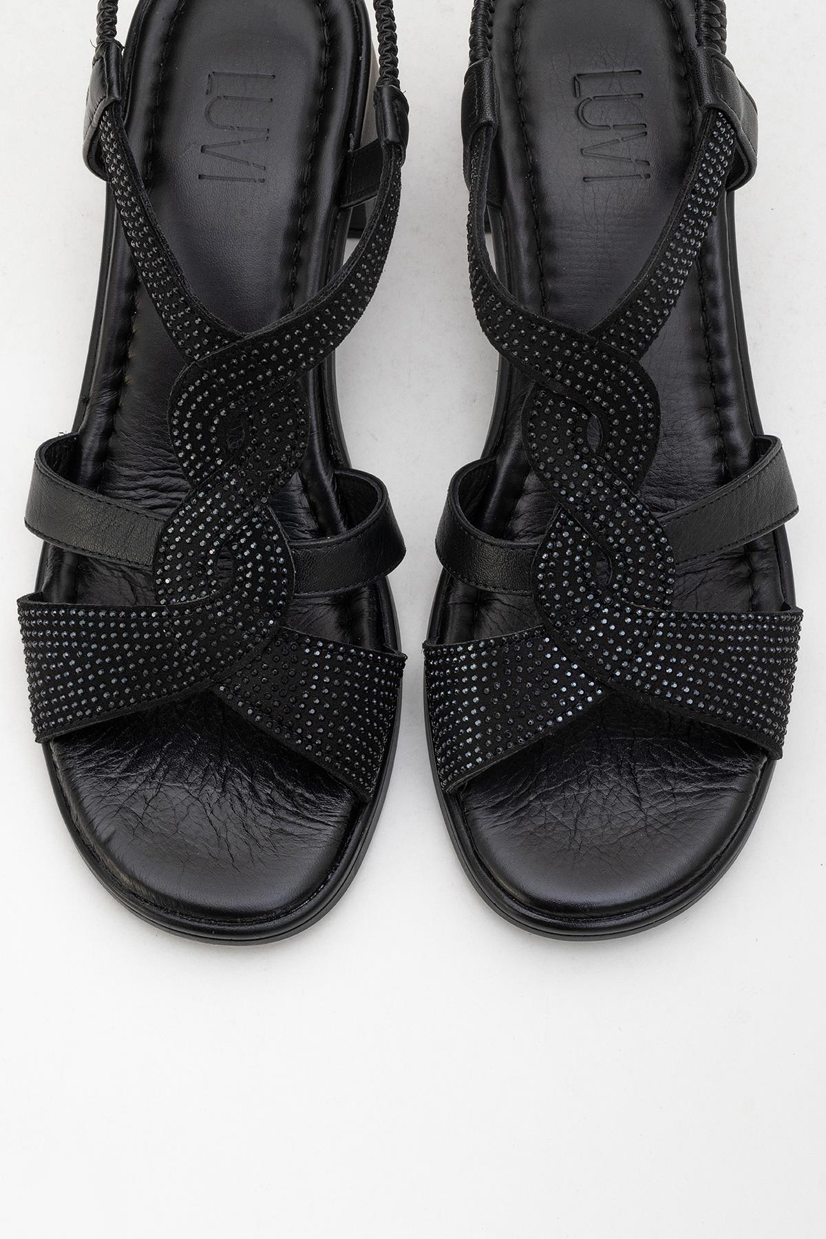 Dolen Black Leather Chunky Sandal (Women) - Image 2