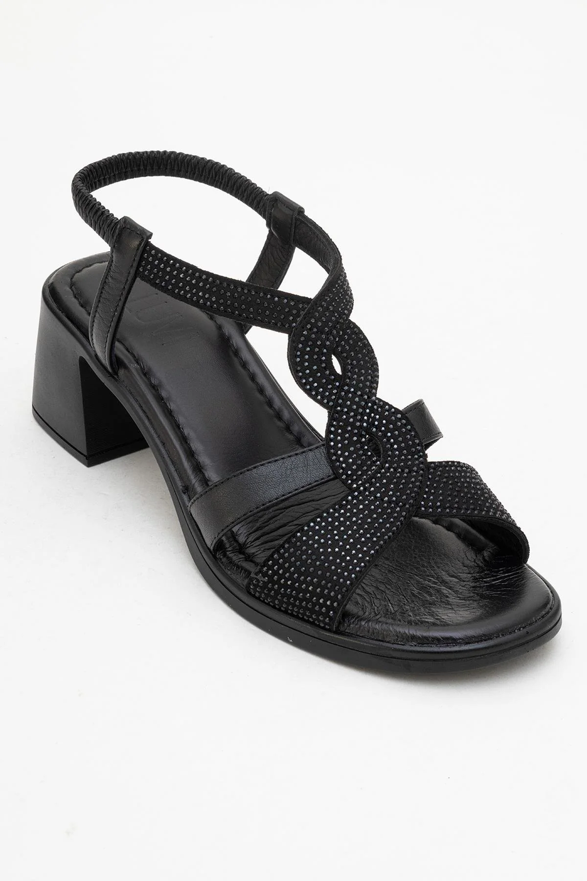 Dolen Black Leather Chunky Sandal (Women) - Image 3