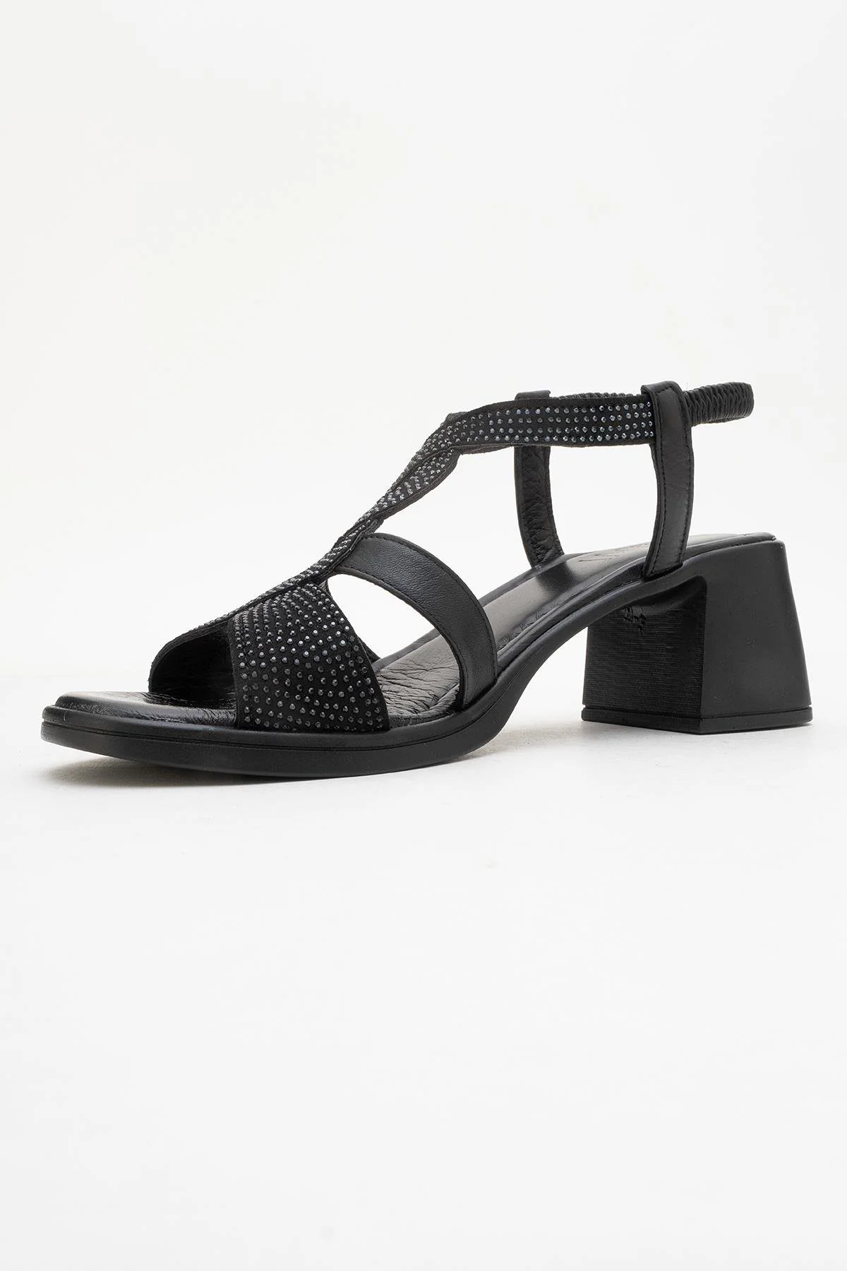 Dolen Black Leather Chunky Sandal (Women) - Image 4
