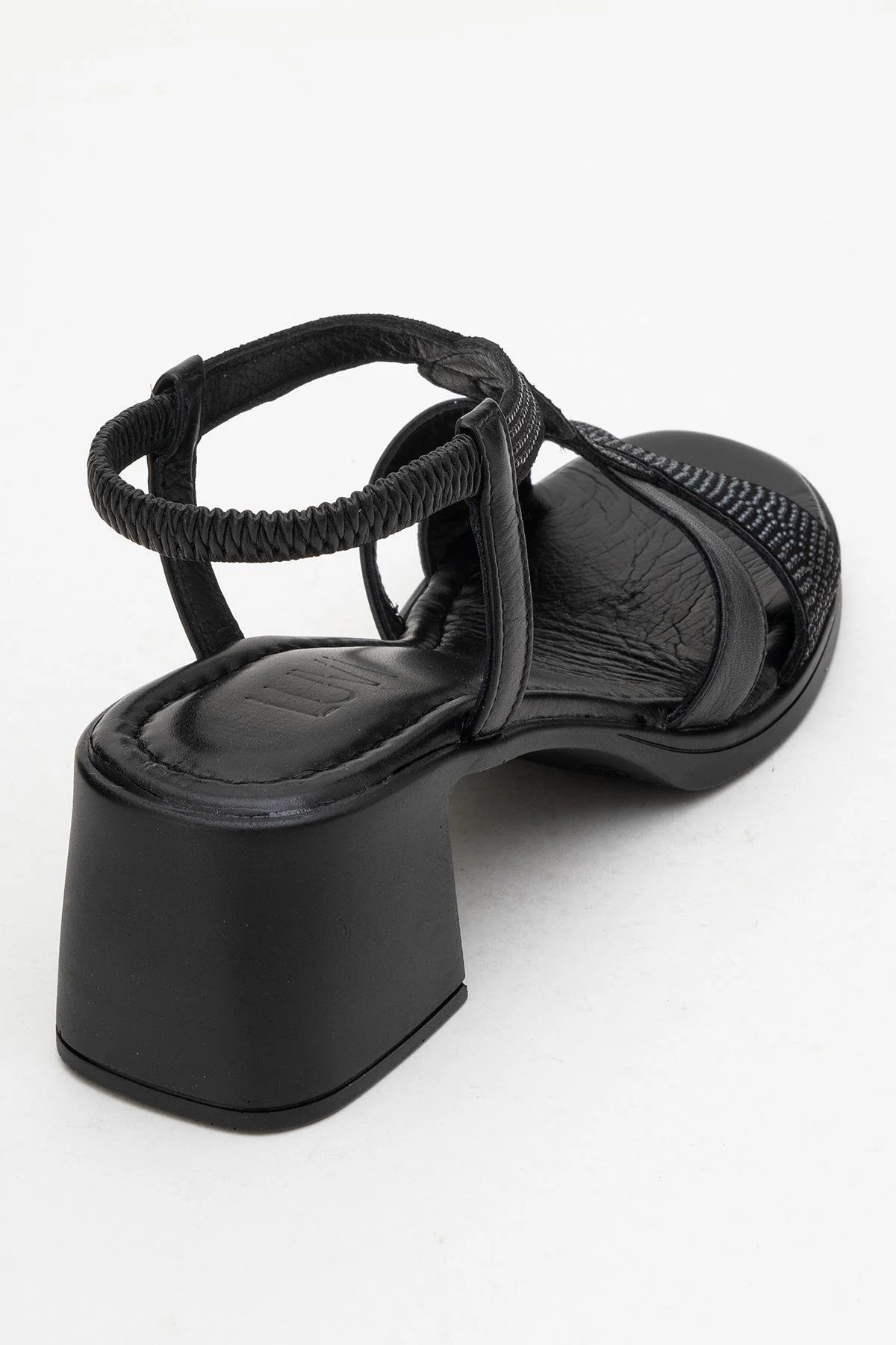 Dolen Black Leather Chunky Sandal (Women) - Image 5
