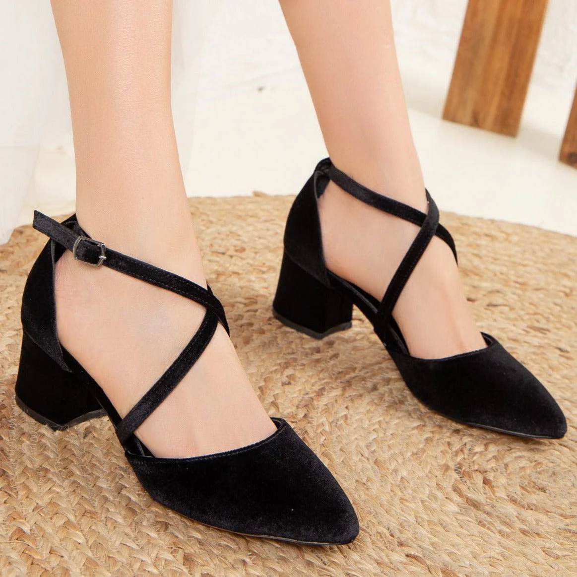 Dolly - Black Velvet Pumps - Image 5