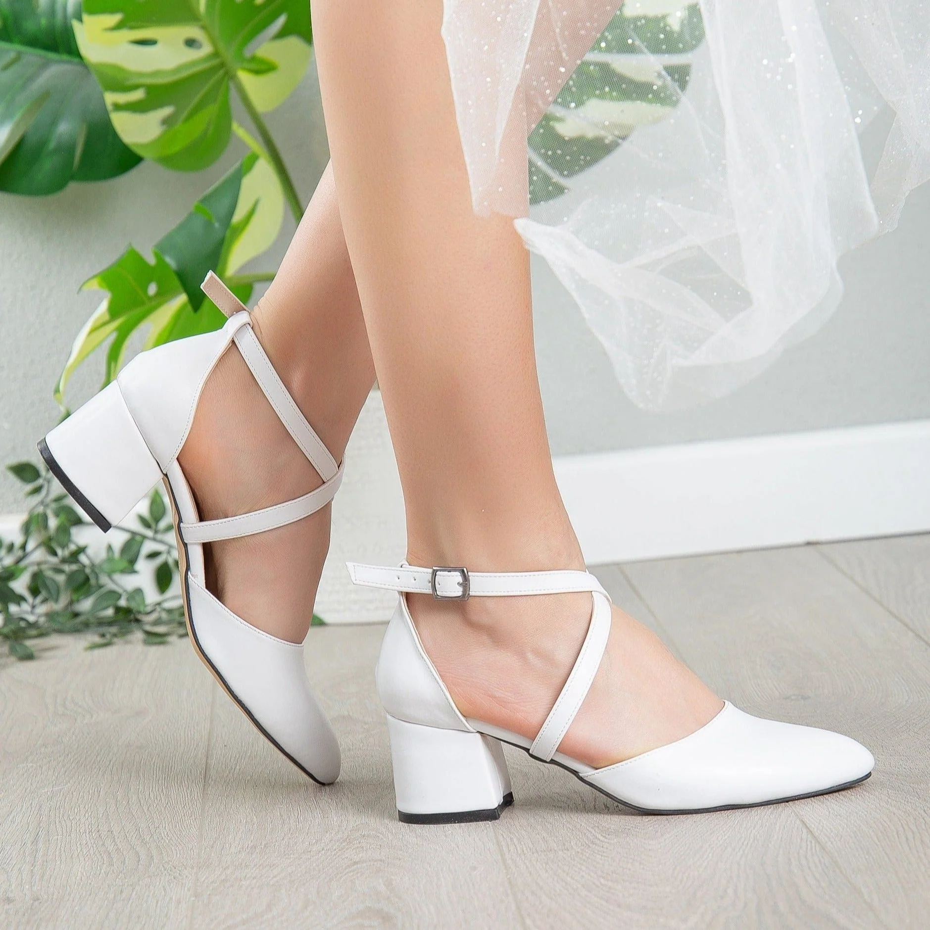 Dolly - White Bridal Low Heels - Image 5