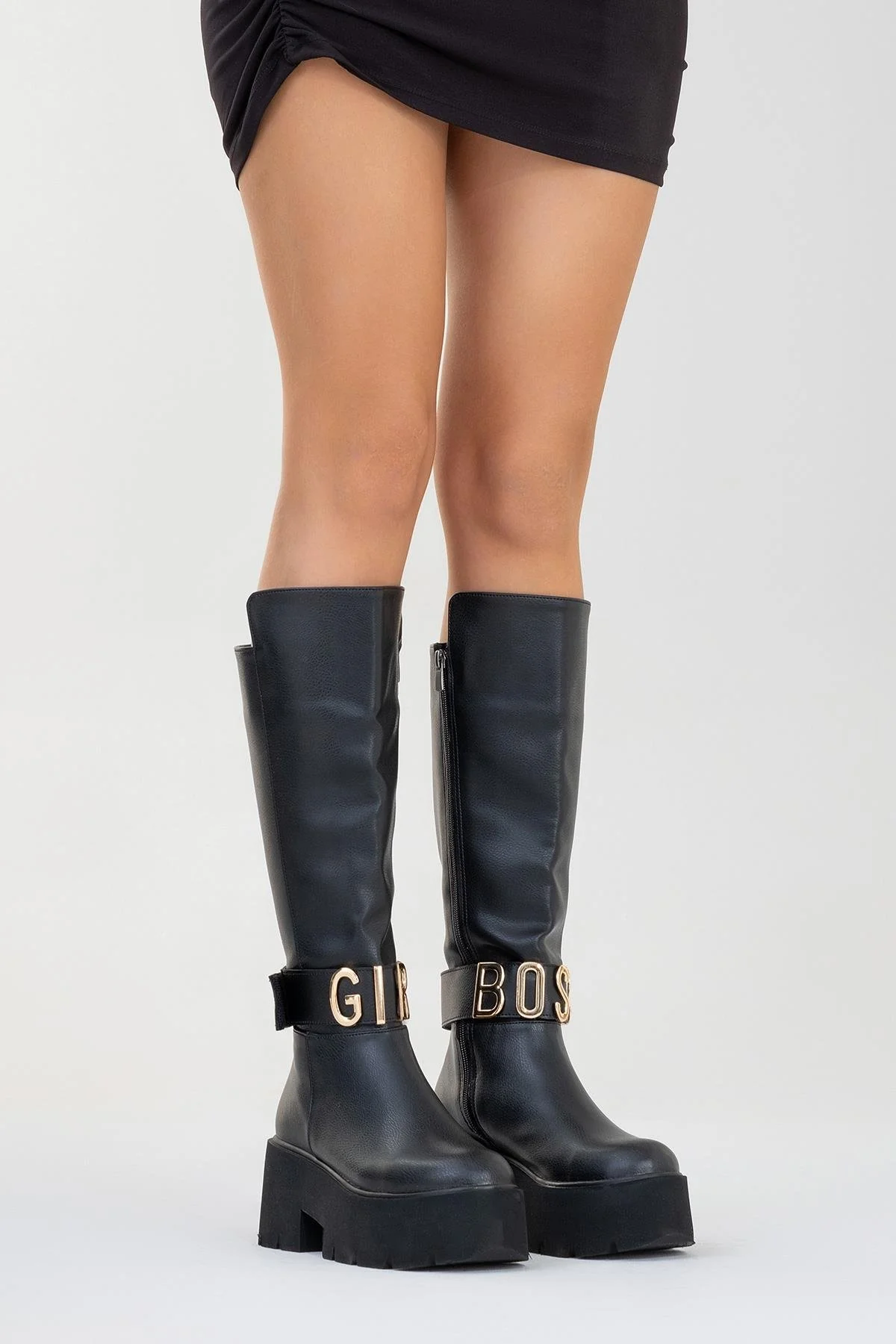 Doras - Black Platform Heel Knee-High Boot (Women) - Image 6