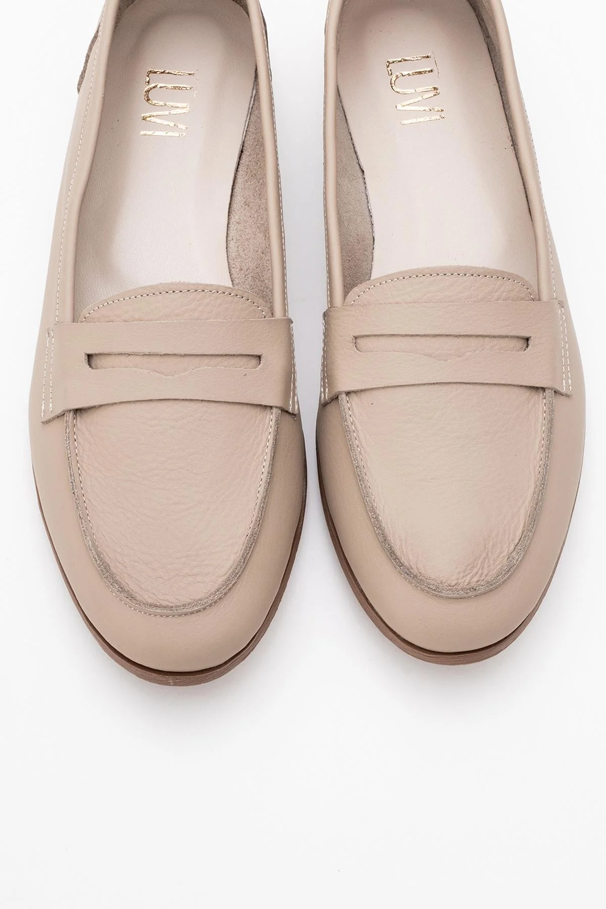 Dorothy - Beige Leather Loafers - Image 2